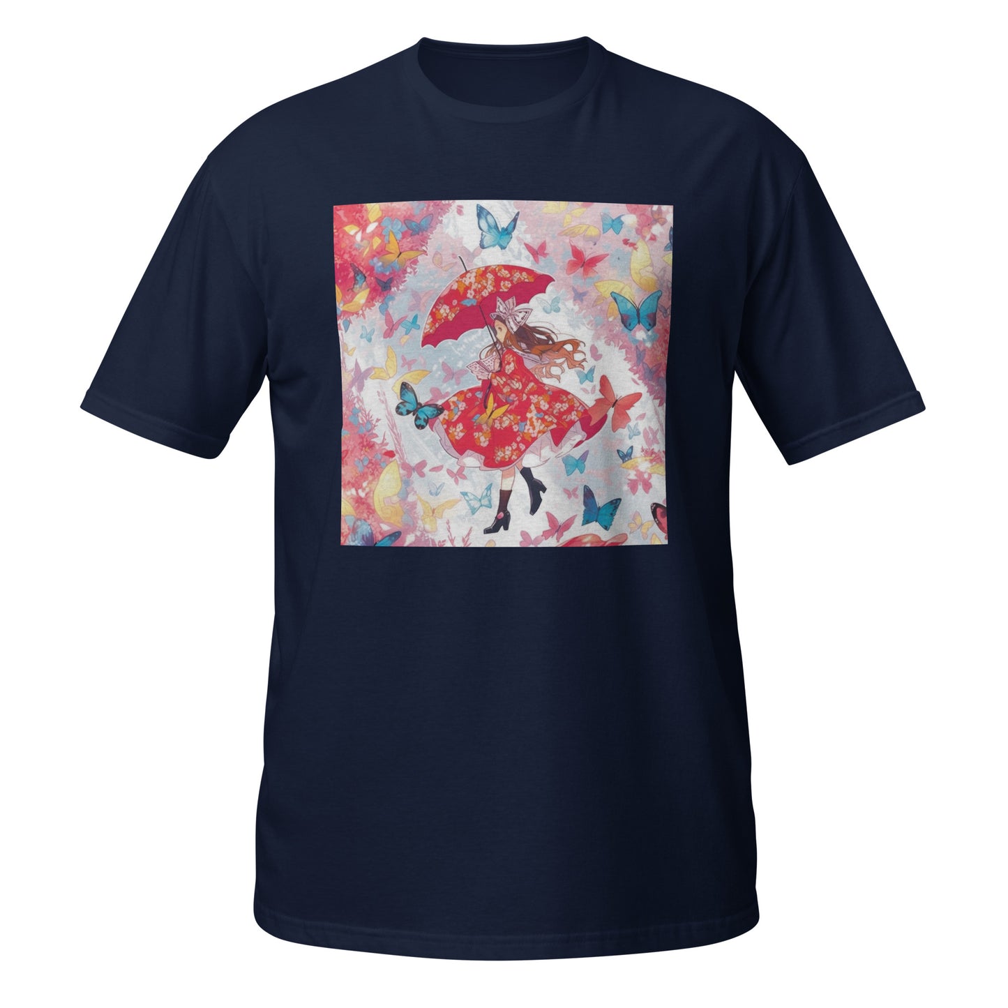 Alice Butterfly Red Pastel Anime Unisex Tee – Vibrant Japanese-Inspired Graphic T-Shirt