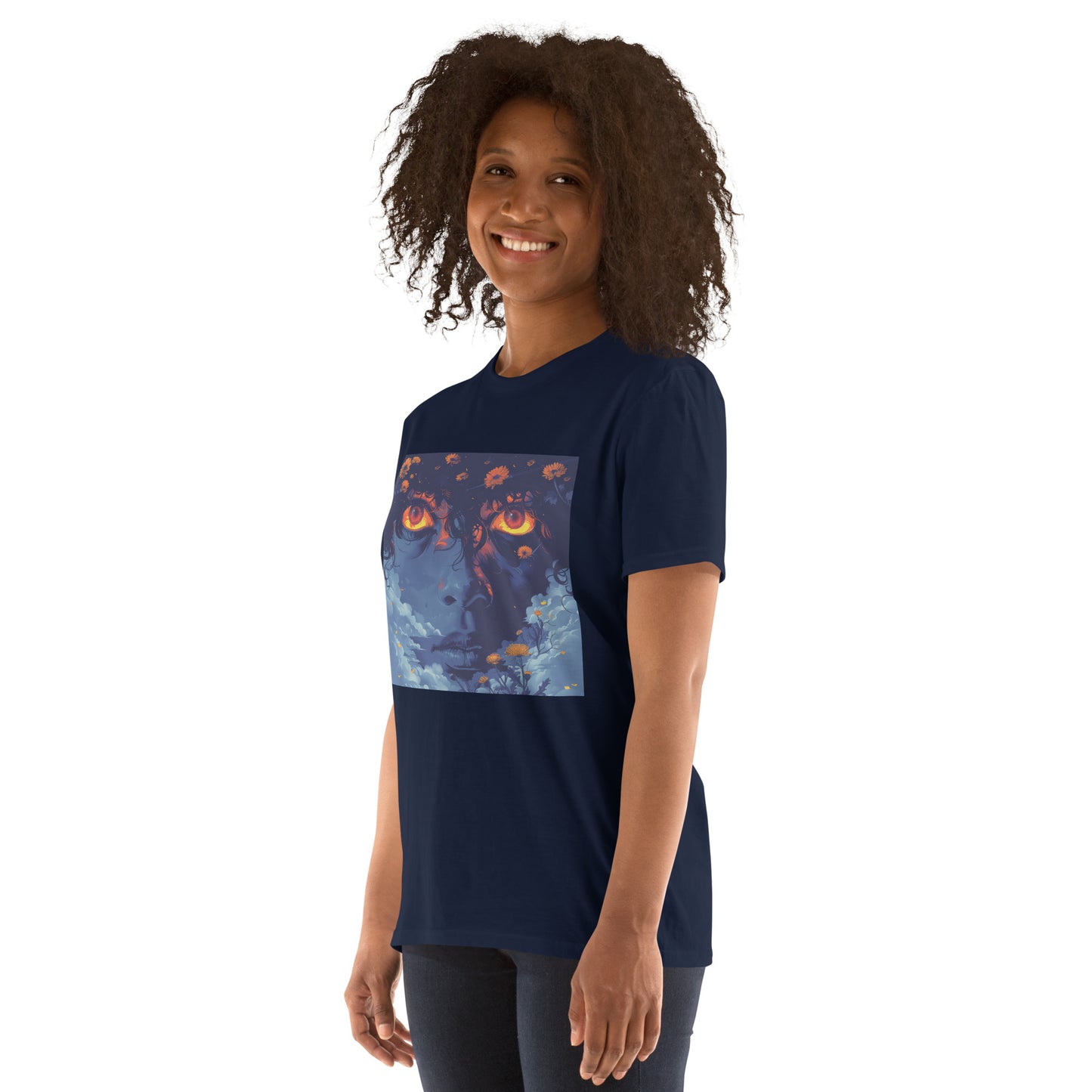 Blue Glow Eye Face in Clouds Reflection Sky Azul NavyUnisex Tee