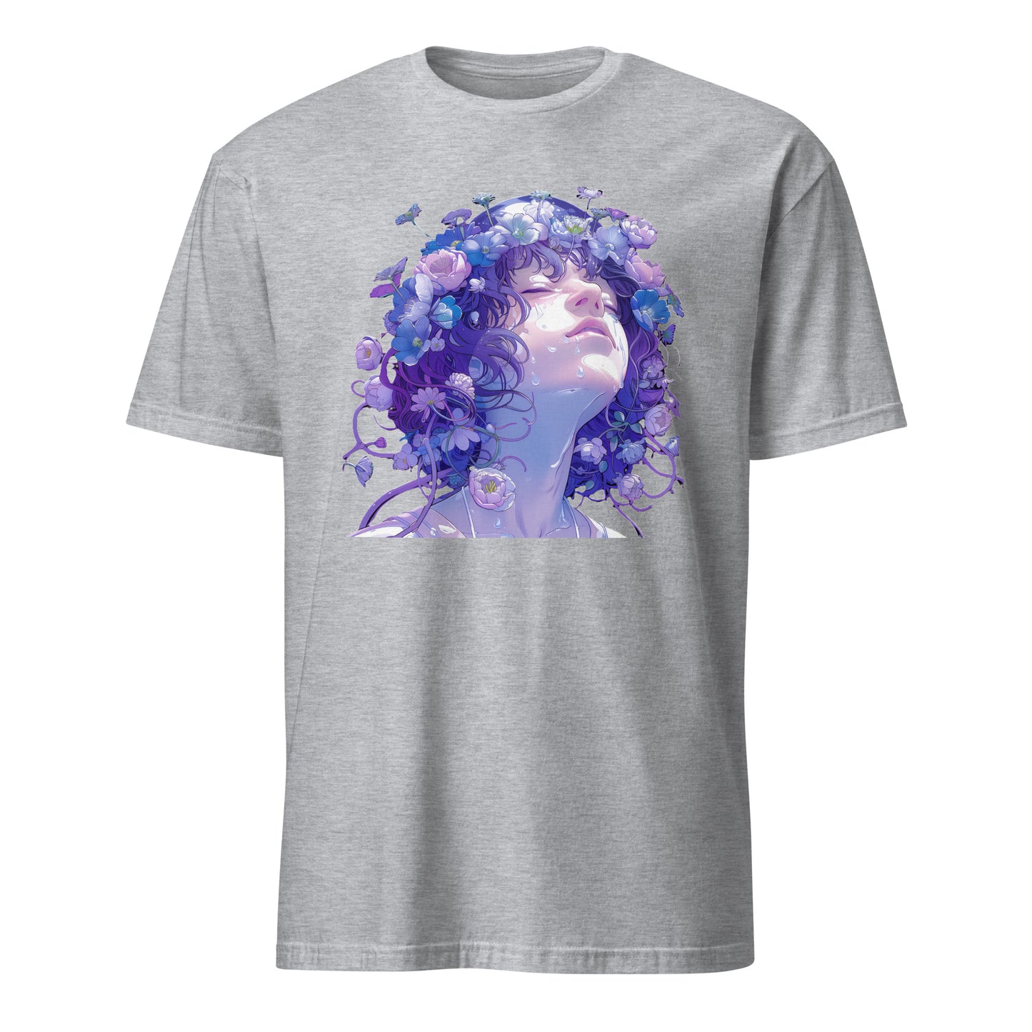 Blue Purple Floral Water Drip Face Woman Goddess LadyUnisex Tee