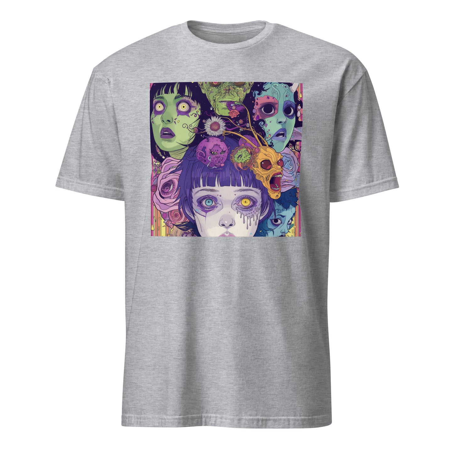 Horror Color Pop Skulls Fractal Drip Anime Unisex Tee