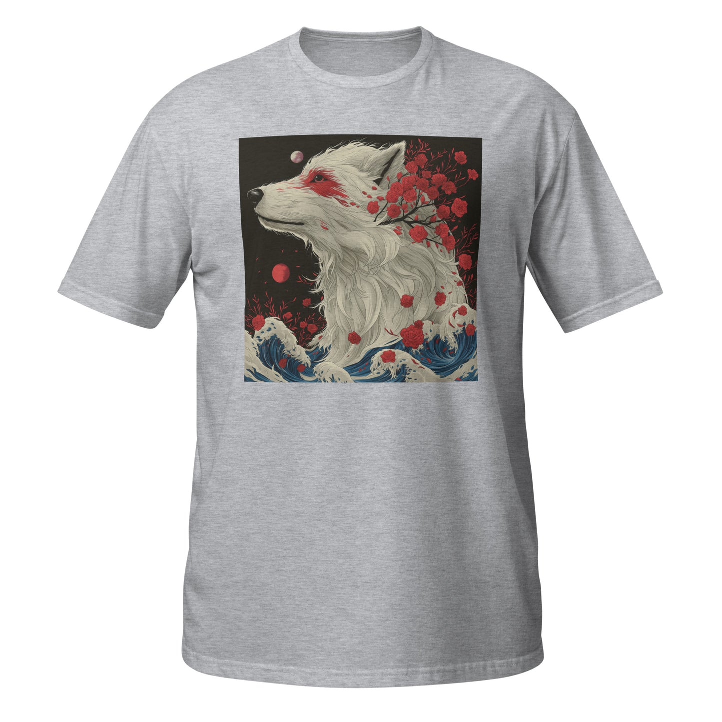 Wolf Floral Moon Wave Japan Unisex Tee