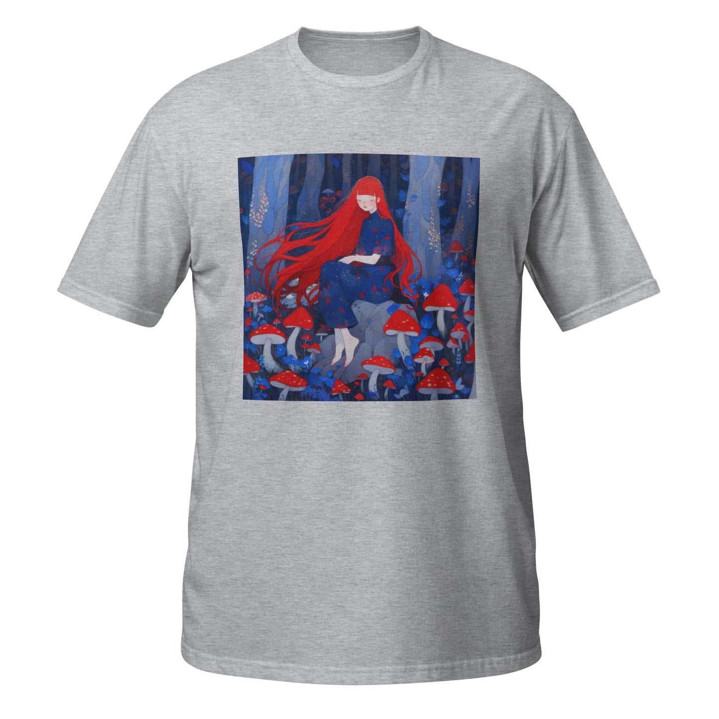 Red Haired Mushroom Forest Fairy Lady Unisex Tee