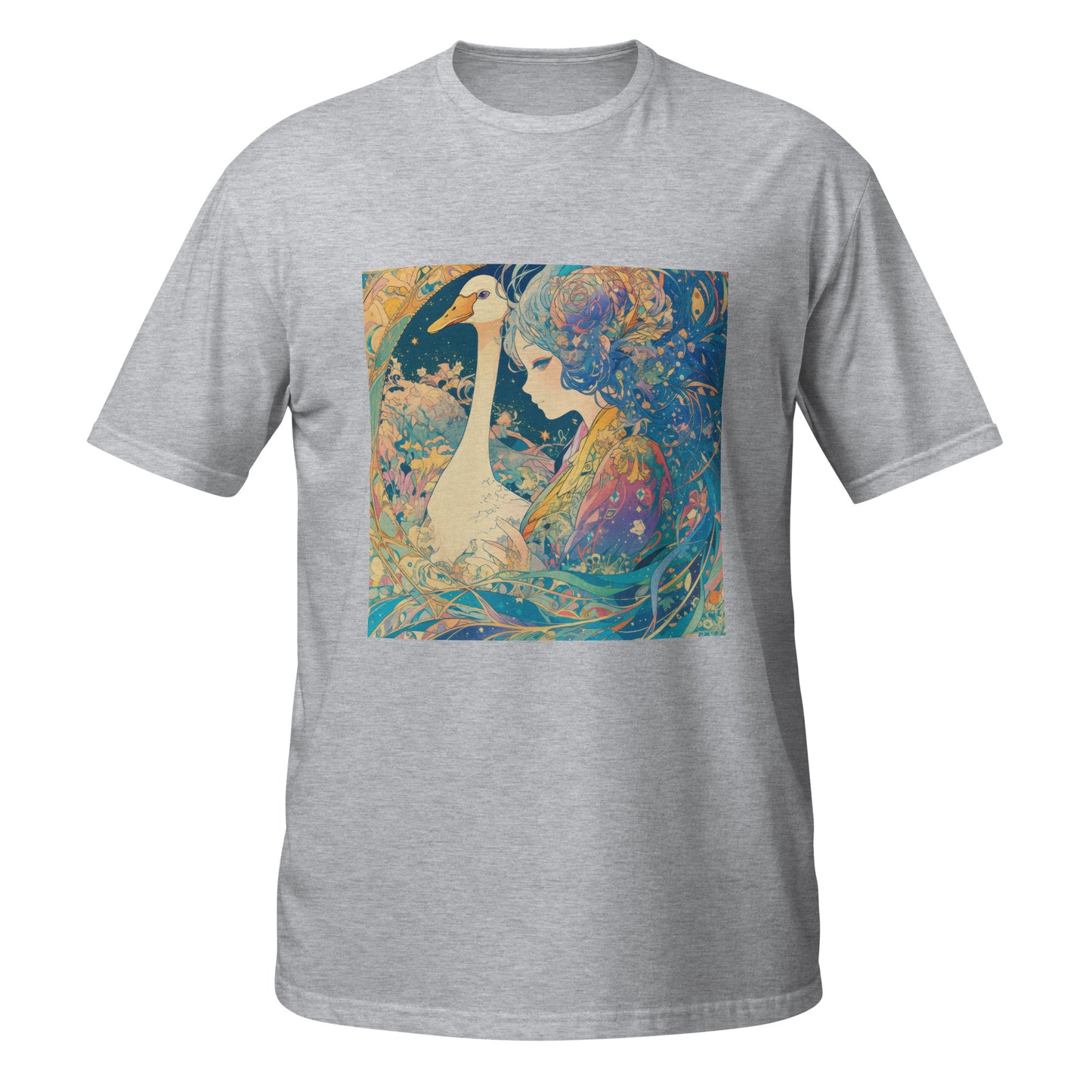 Avant Goose Lady Blue Rustic Teal Gold Anime Unisex Tee