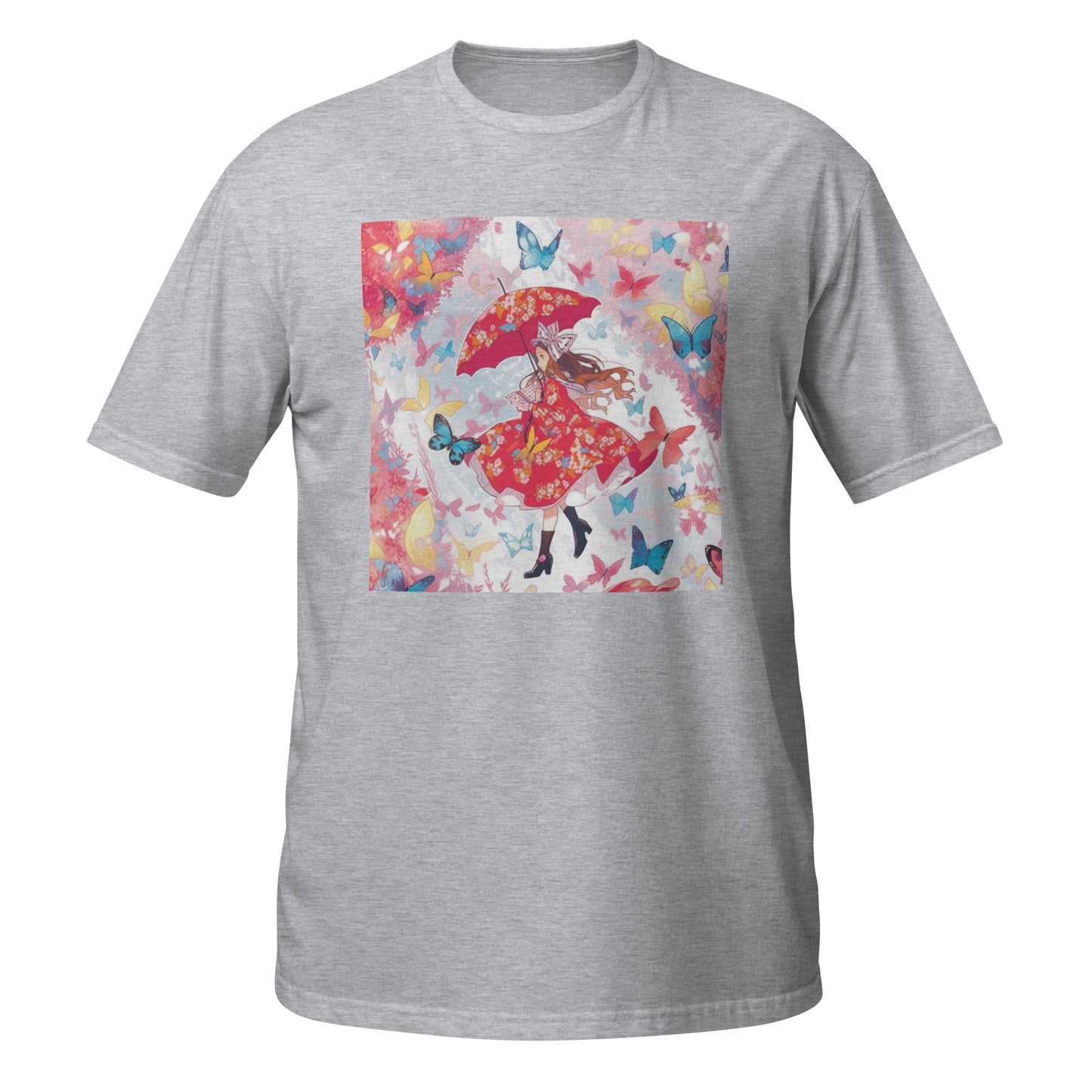 Alice Butterfly Red Pastel Anime Unisex Tee – Vibrant Japanese-Inspired Graphic T-Shirt