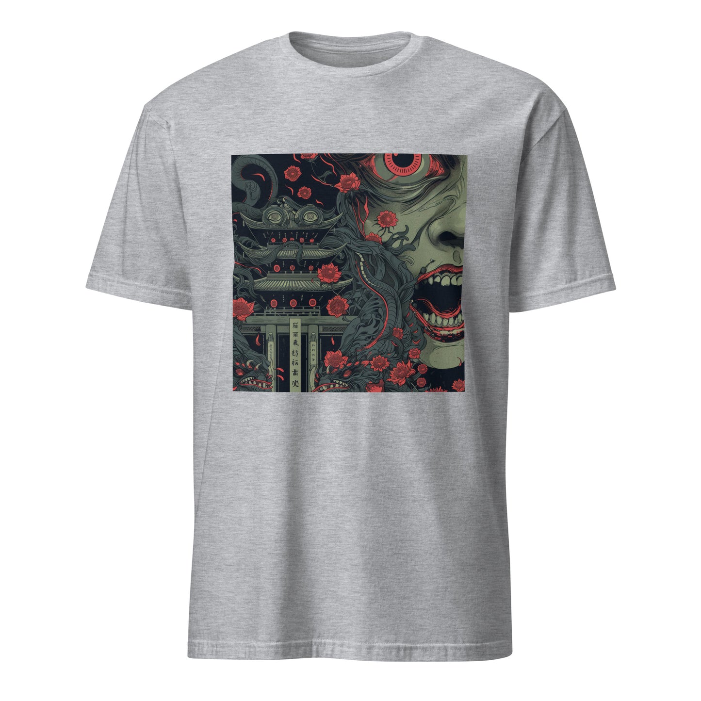 Horror Face Floral Shrine Teeth Unisex Tee