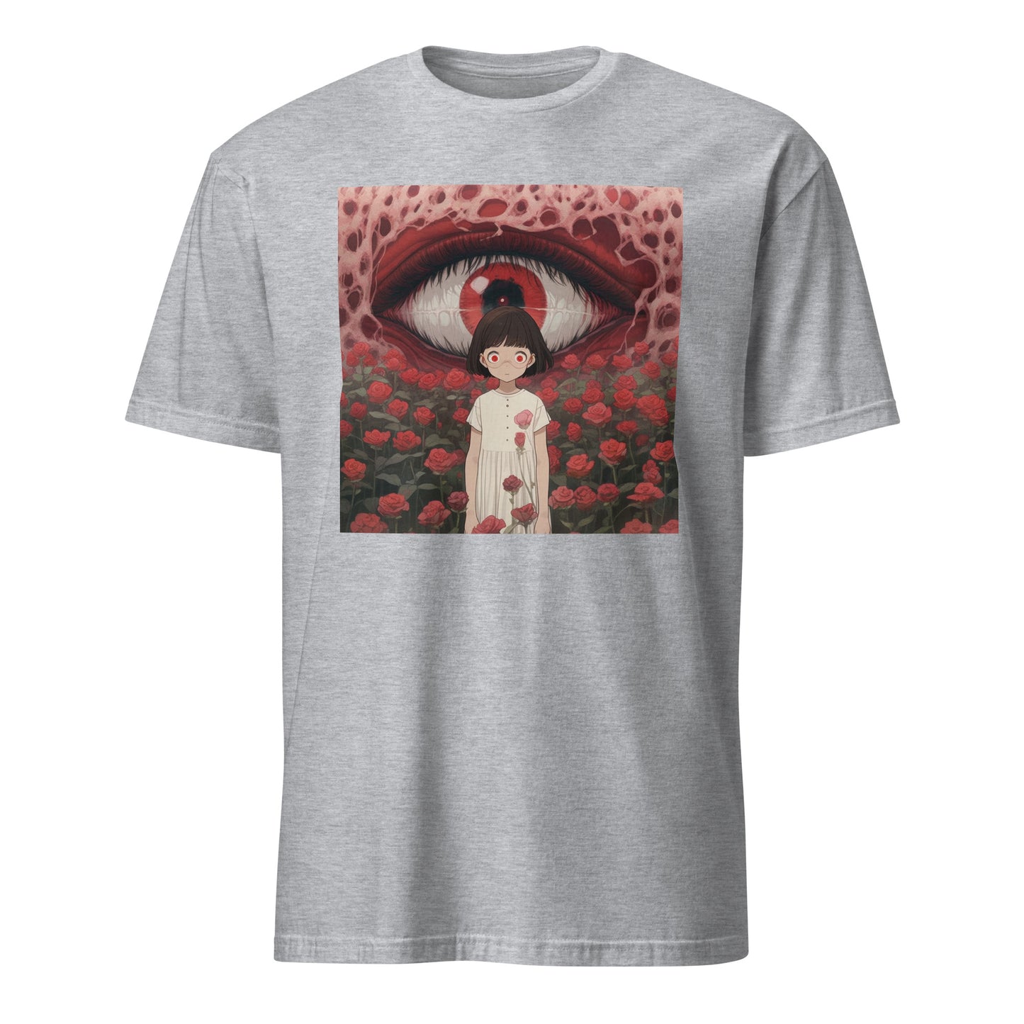 Horror Eye Girl Rose Field Fractal Anime Unisex Tee