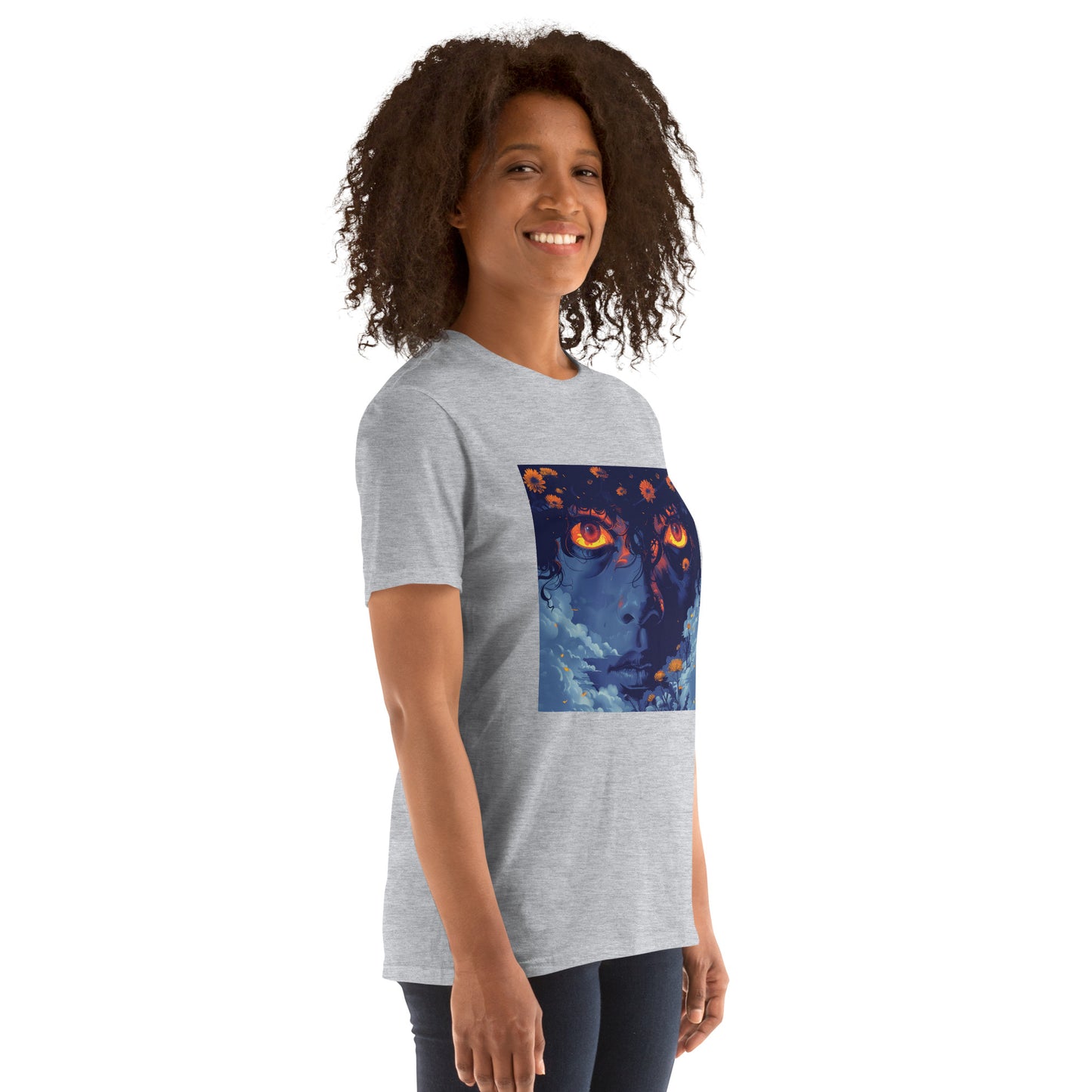 Blue Glow Eye Face in Clouds Reflection Sky Azul NavyUnisex Tee