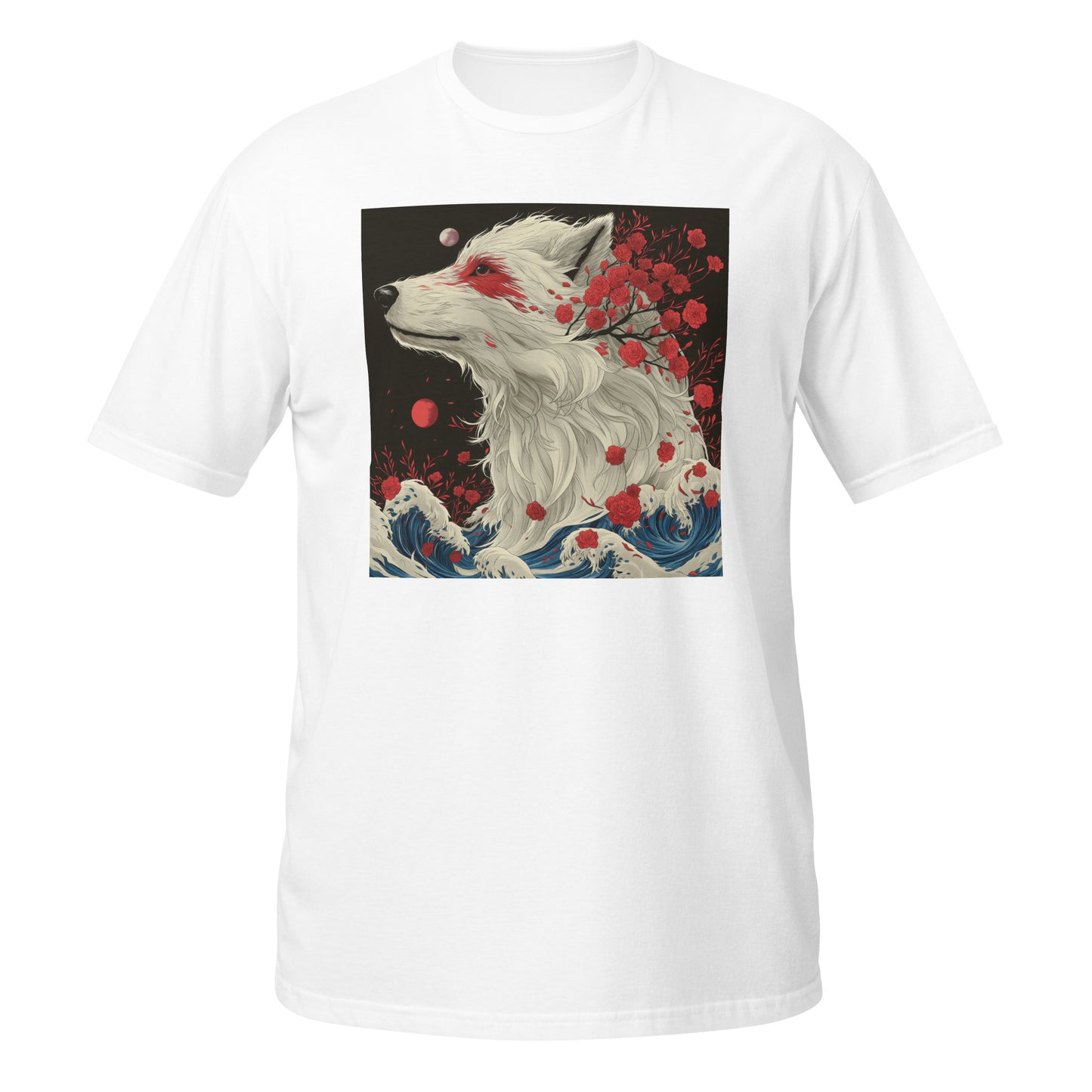 Wolf Floral Moon Wave Japan Unisex Tee