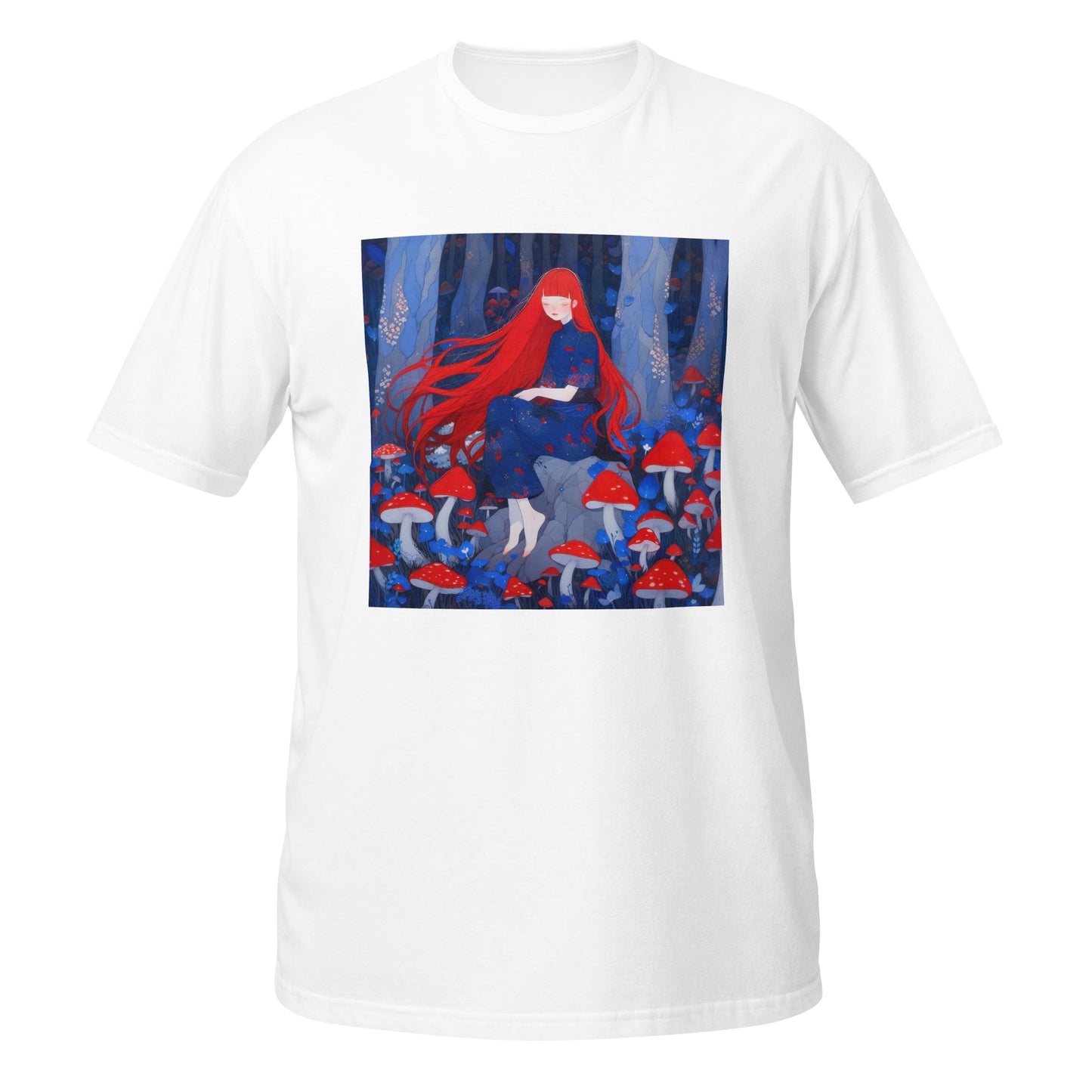 Red Haired Mushroom Forest Fairy Lady Unisex Tee