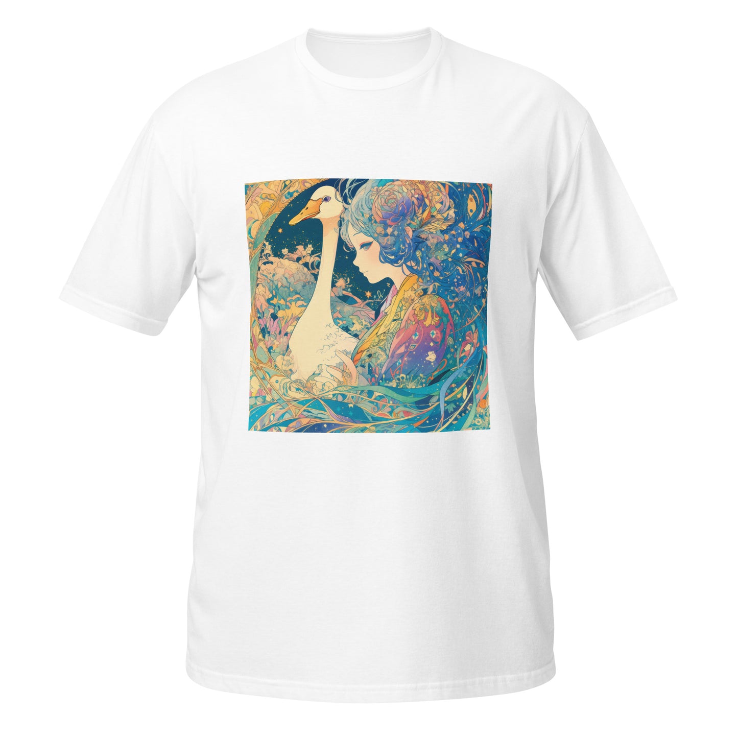 Avant Goose Lady Blue Rustic Teal Gold Anime Unisex Tee