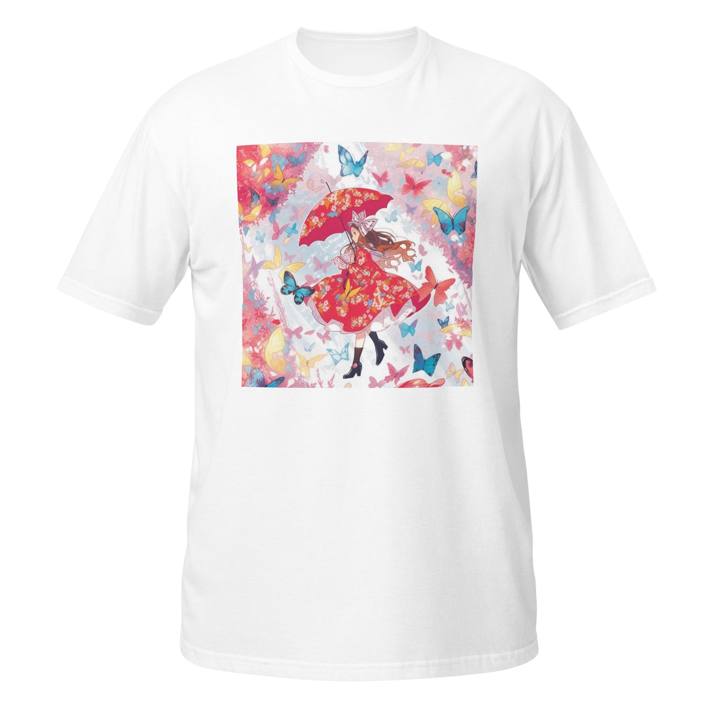 Alice Butterfly Red Pastel Anime Unisex Tee – Vibrant Japanese-Inspired Graphic T-Shirt