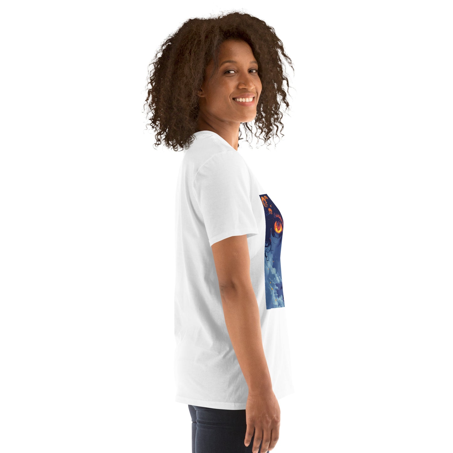 Blue Glow Eye Face in Clouds Reflection Sky Azul NavyUnisex Tee