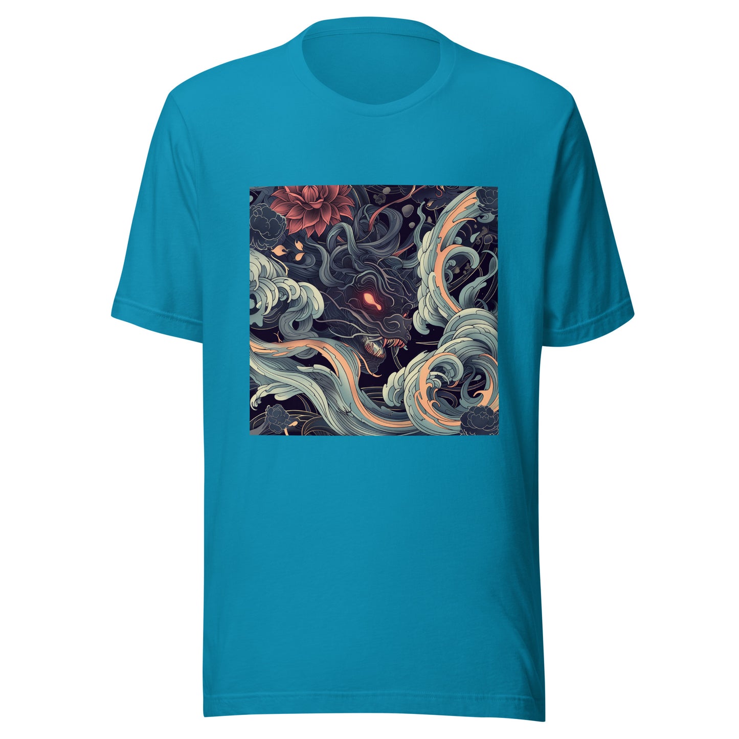 Blue Japan Edo Wave Swirl Floral Beach Art Unisex Tee