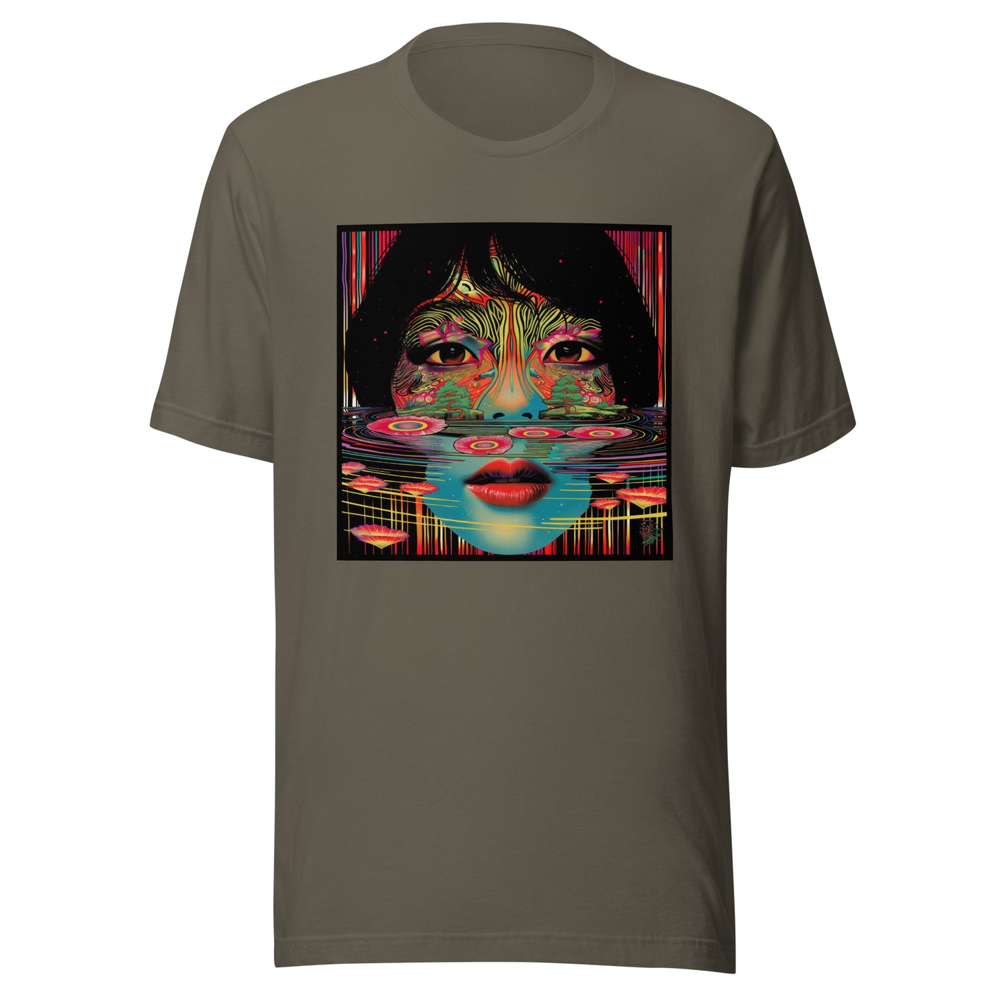 Psyche 60s Avant Water Reflection Face Drip Asian Anime Unisex Tee