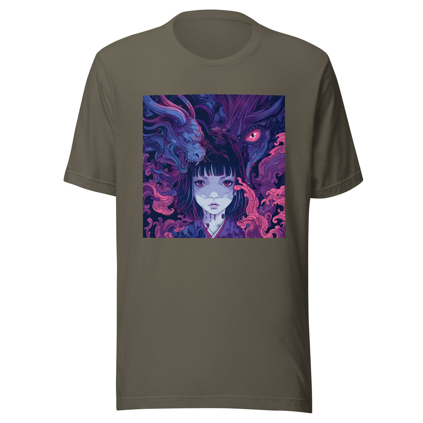 Purple Swirl horror anime Dragon Girl lady Unisex Tee