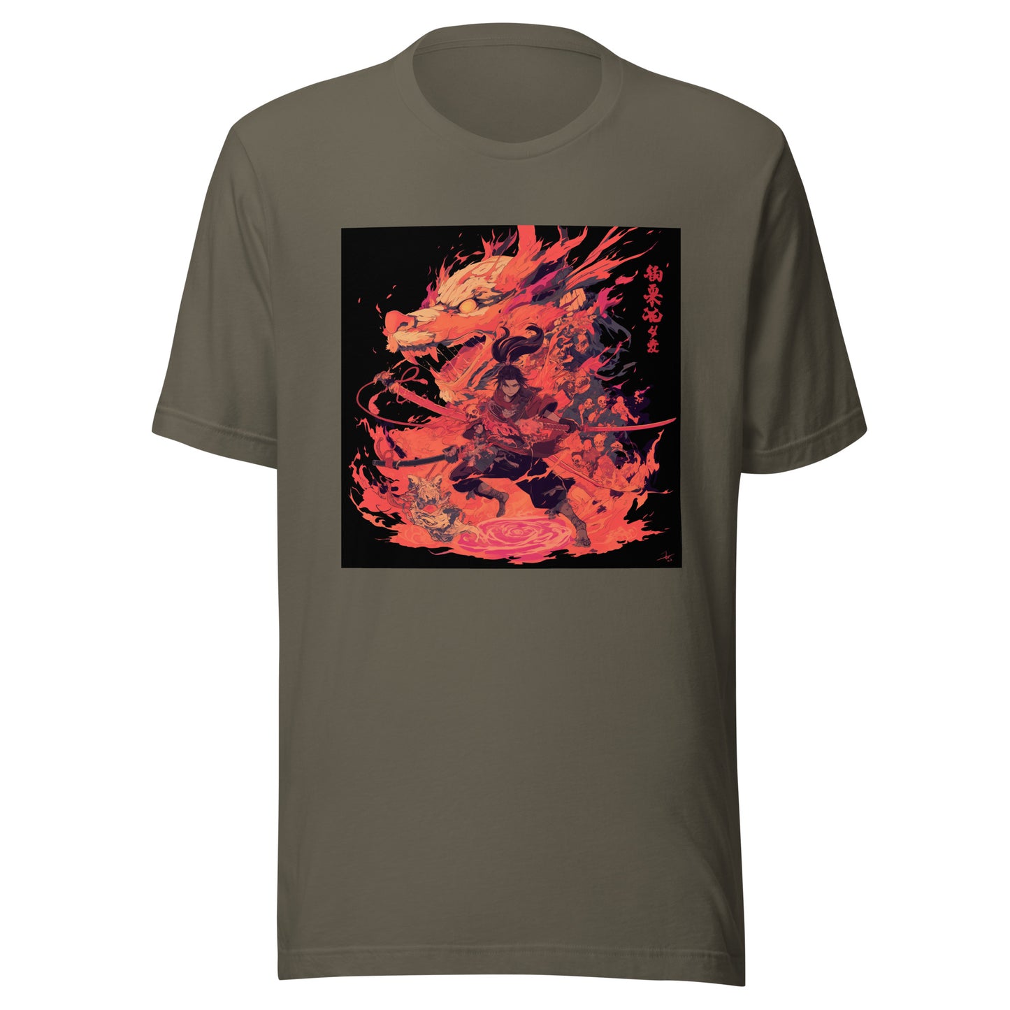Red Screen Sword Dragon Yokai Samurai Water floor Unisex Tee