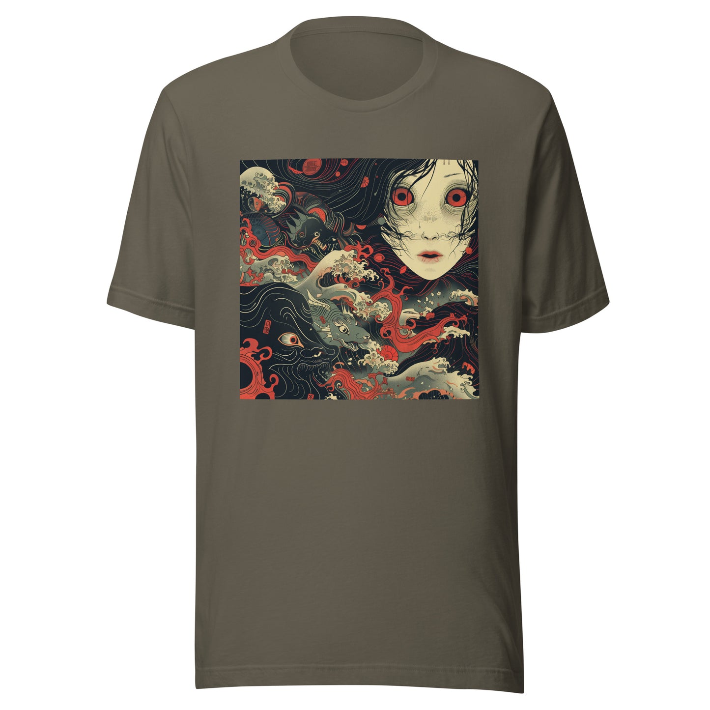 Wave Octo Girl Red Black Unisex Tee