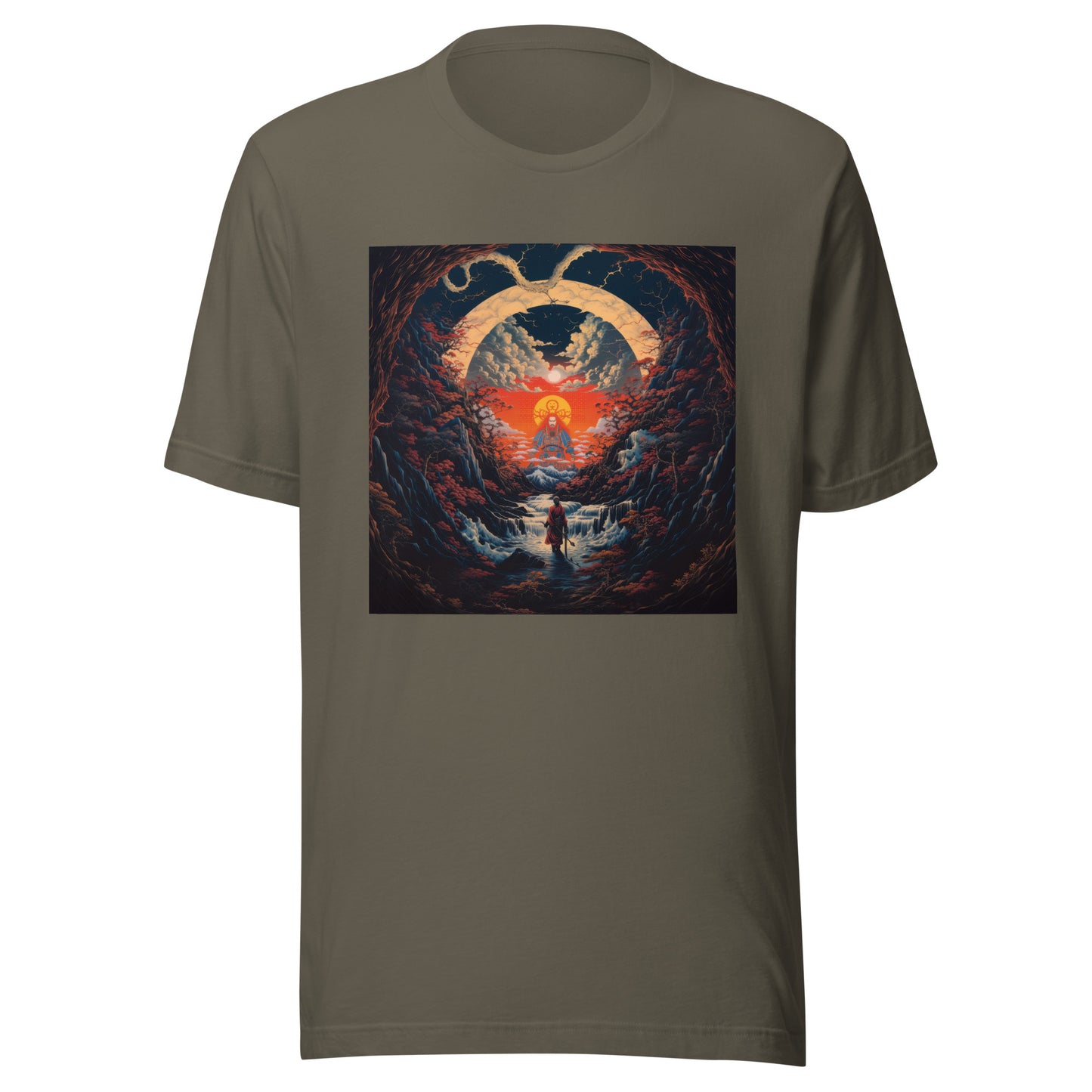 Bordered Moon Samurai Japan Scene Pixels Entity Unisex Tee