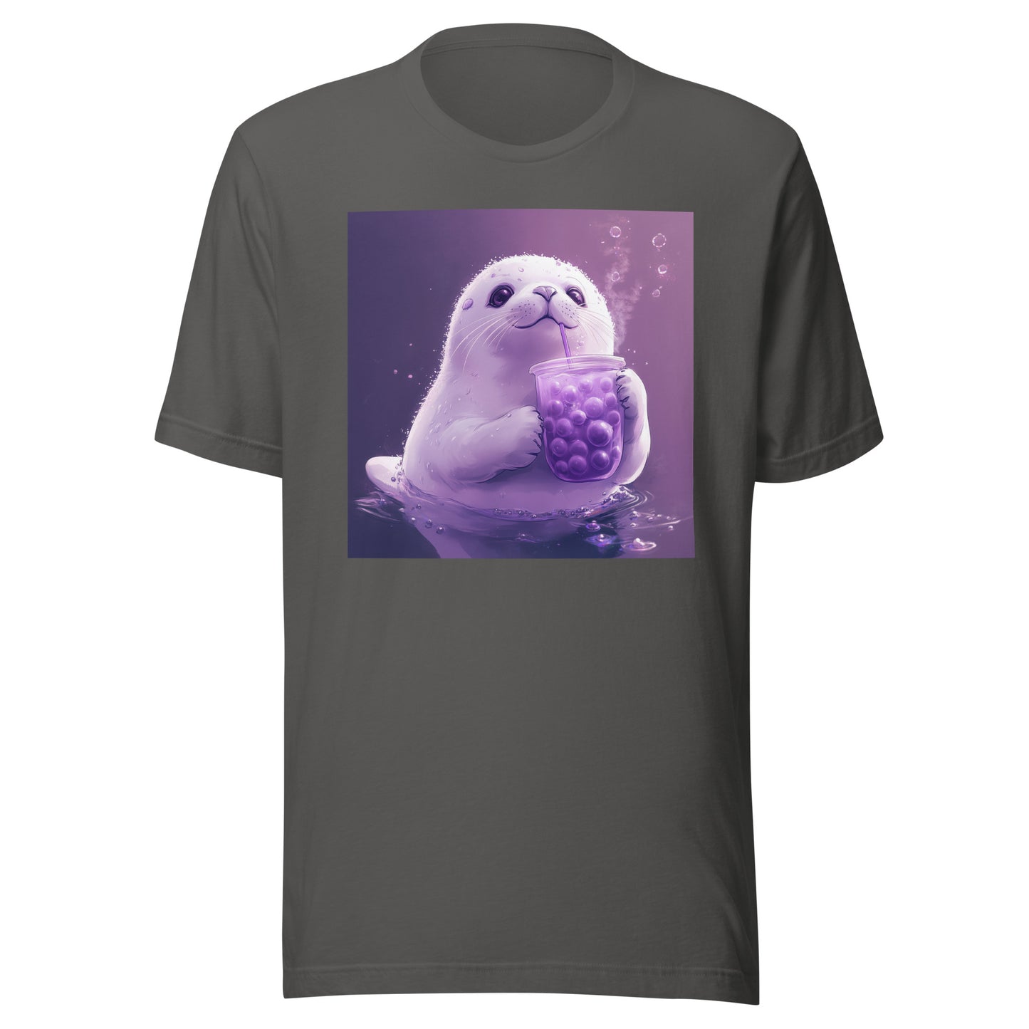 Purple Boba White Harp Seal Pup Bubble Tea Unisex Tee