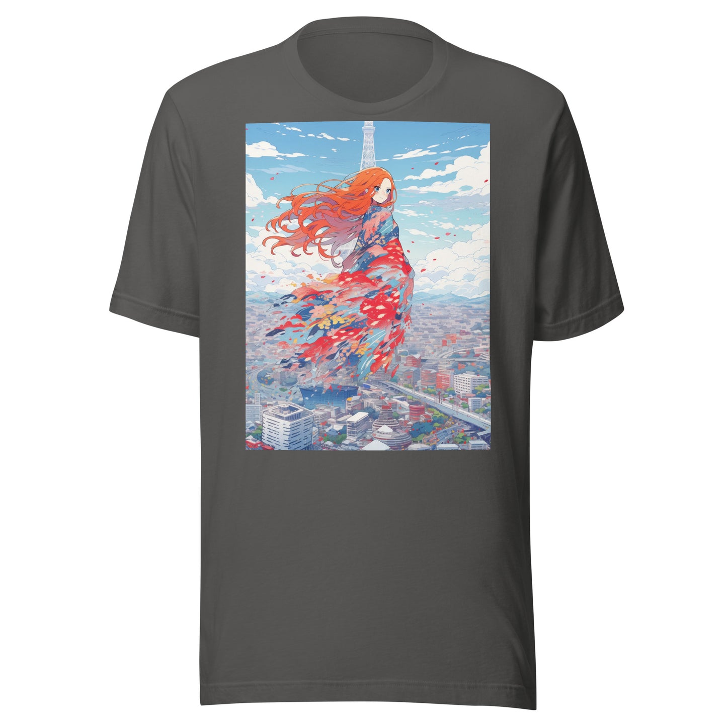 Petal City Anime blue Sky Orange Hair lady goddess