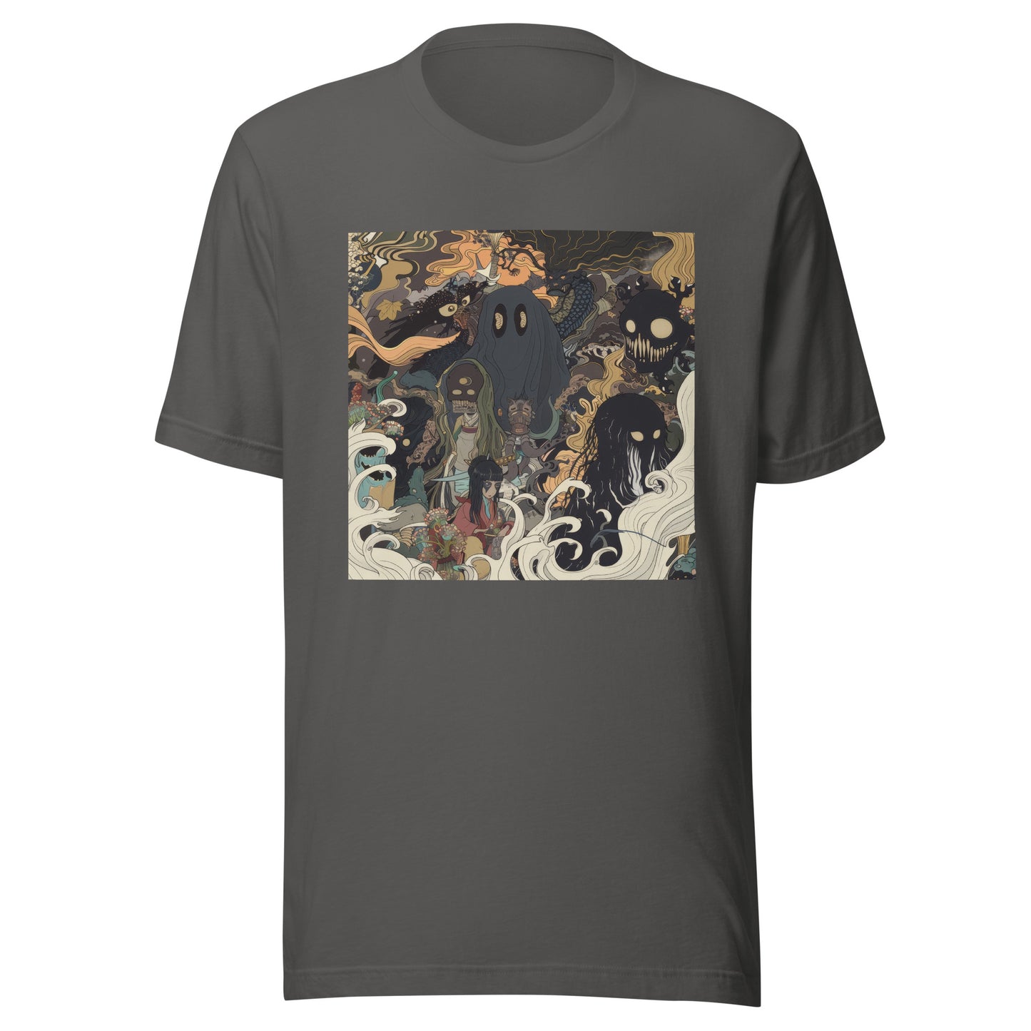 Yokai Parade In Clouds Sepia Unisex Tee