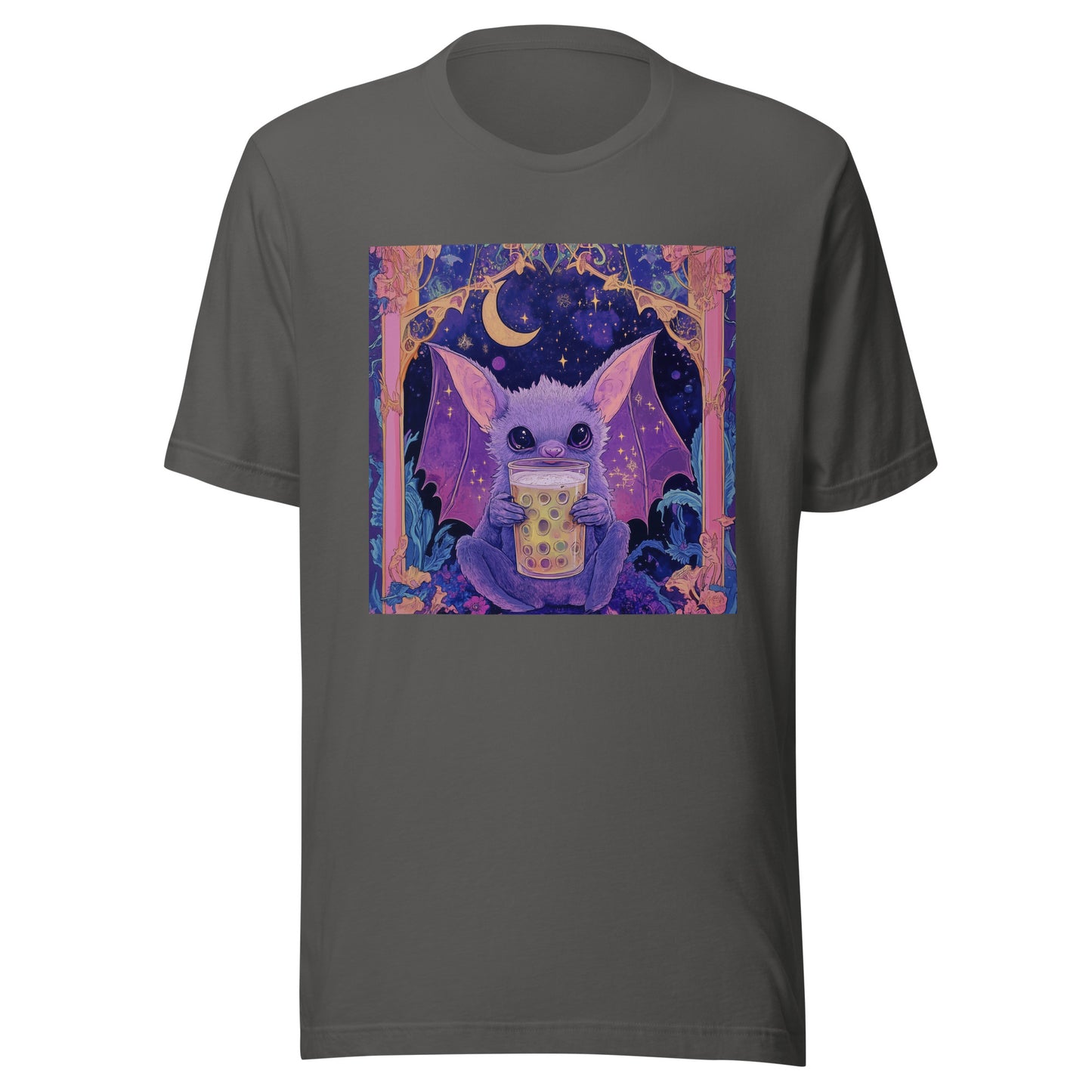 Bat Tea All the Rave UV Pastel Purple Crescent Border Unisex Tee