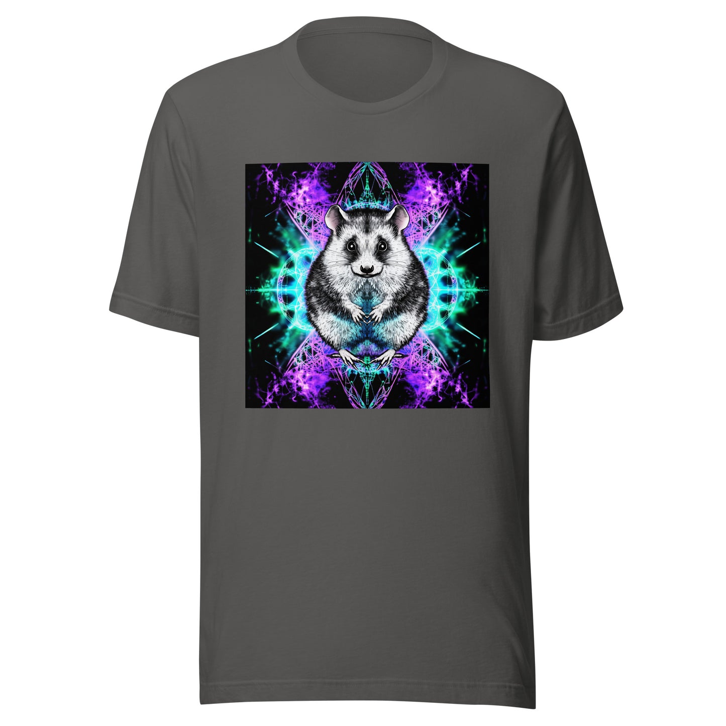 Purple Teal Opossum Fractal Reflection Festival Unisex Tee