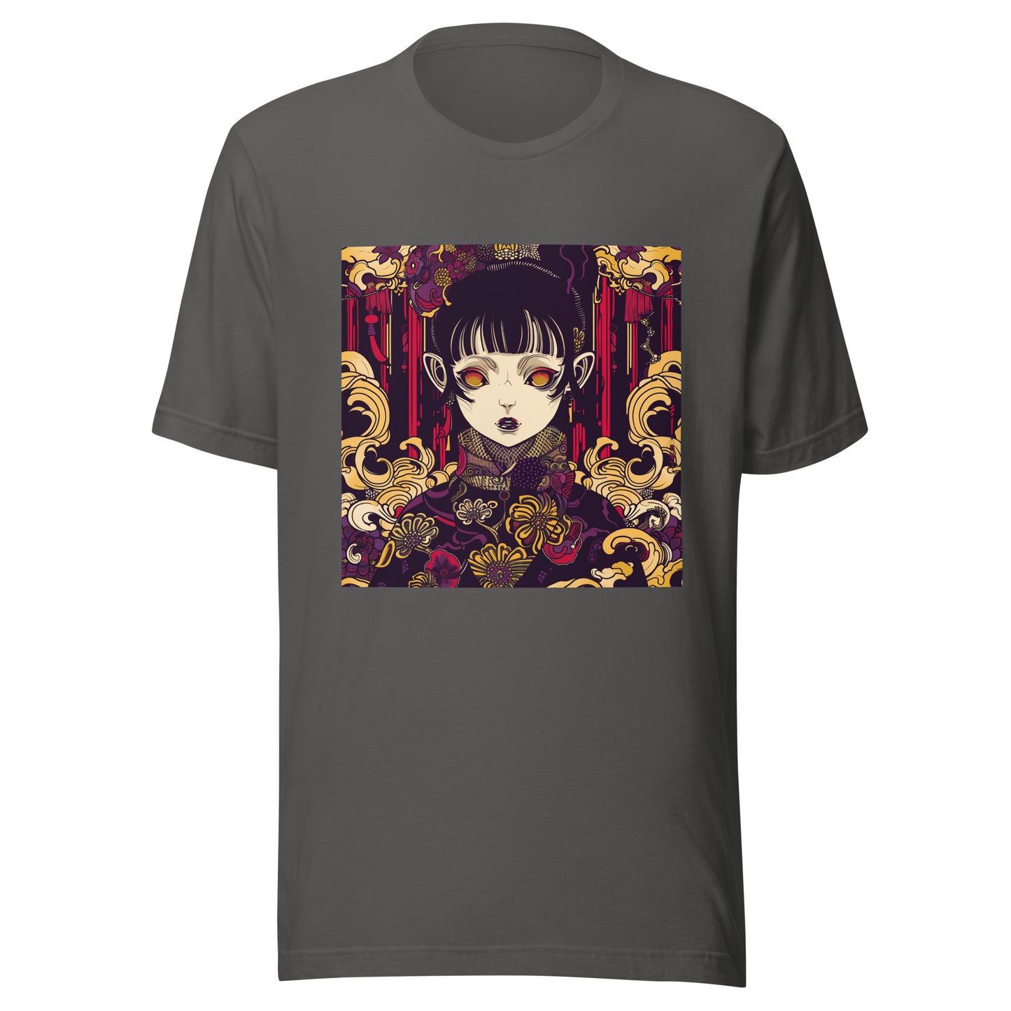 Brutalism Kimono Yokaish Purple Gold Red Unisex Tee