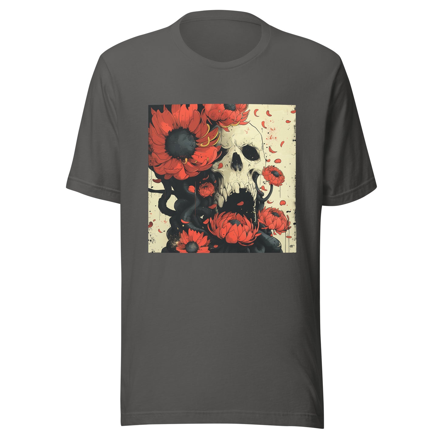 Floral Skull Sepia Goth Petal Octopi Goth Anime Unisex Tee