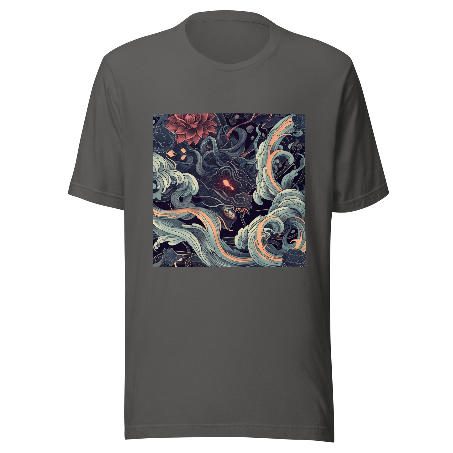 Blue Japan Edo Wave Swirl Floral Beach Art Unisex Tee
