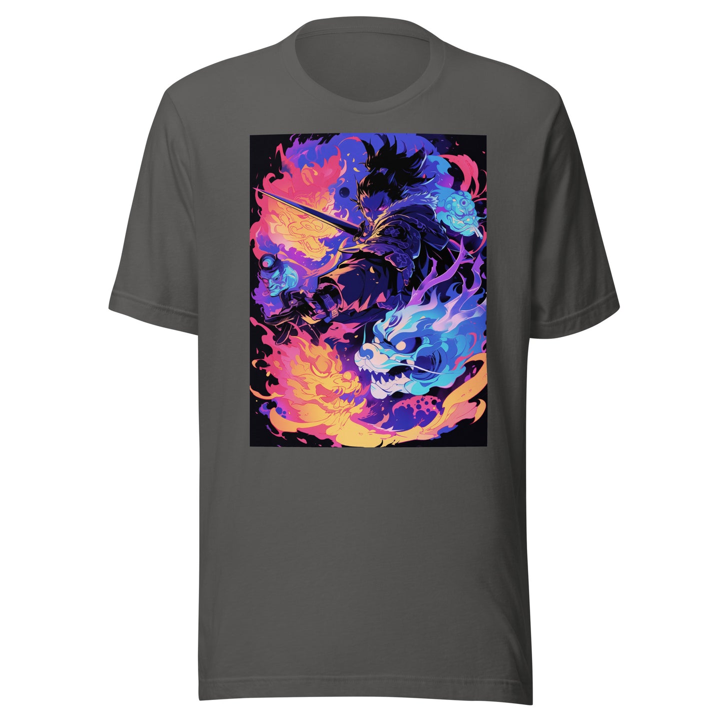 Yokai Element Genie Dragon Flame Sword Man Unisex Tee