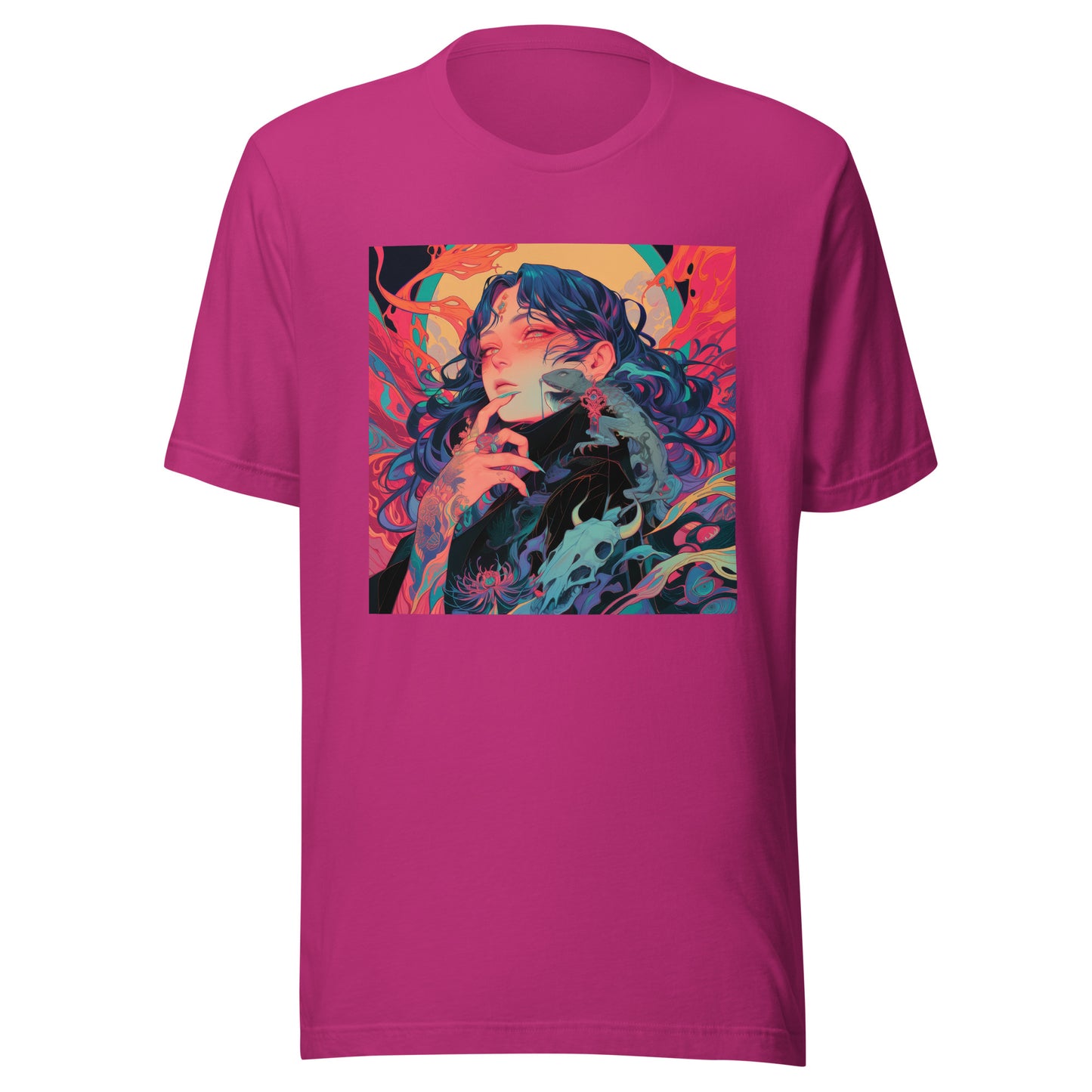 Hand Mustard Yellow Red UV Anime Lizard Phantom Lady Unisex Tee