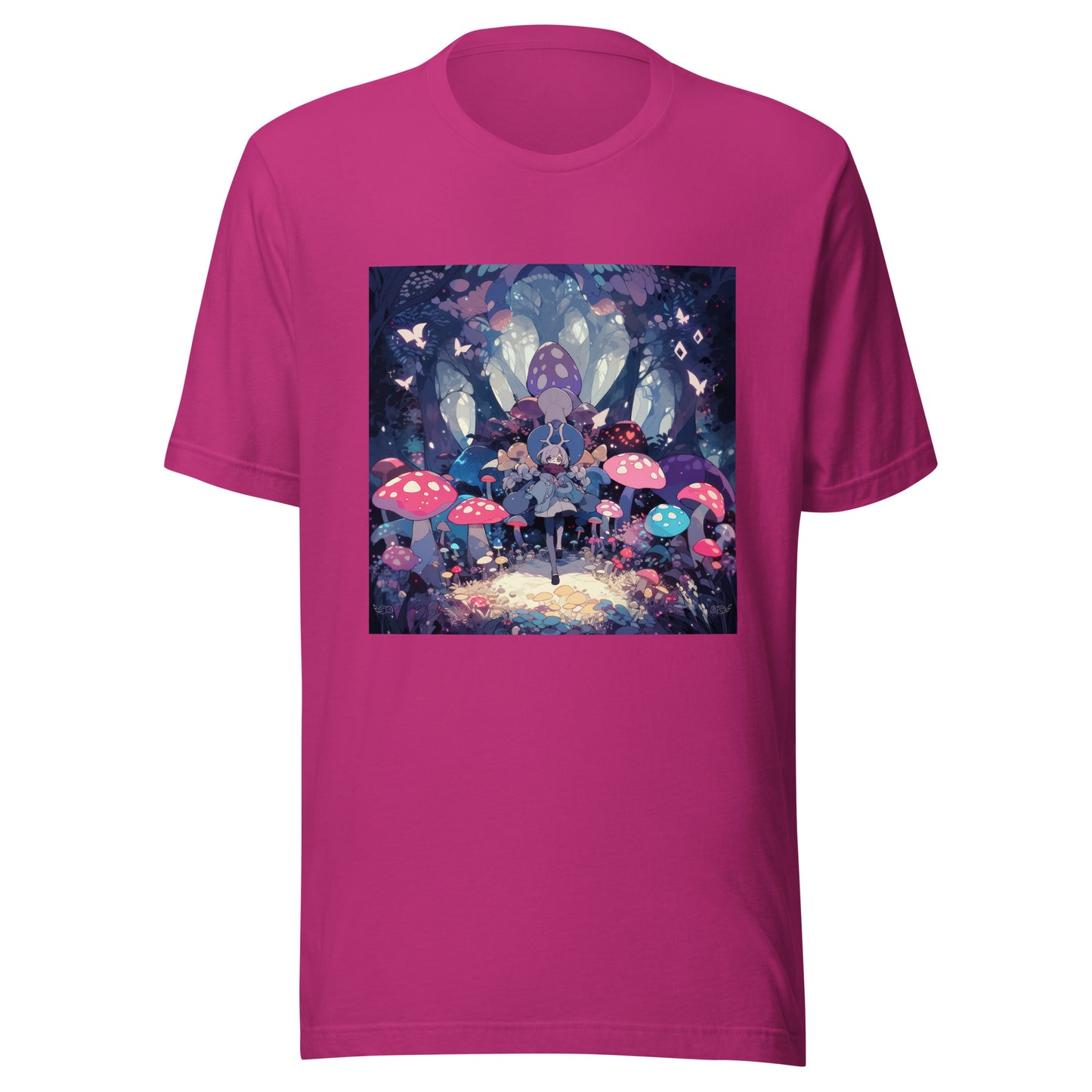 Shroom Forest girl bird Woodland Unisex Tee