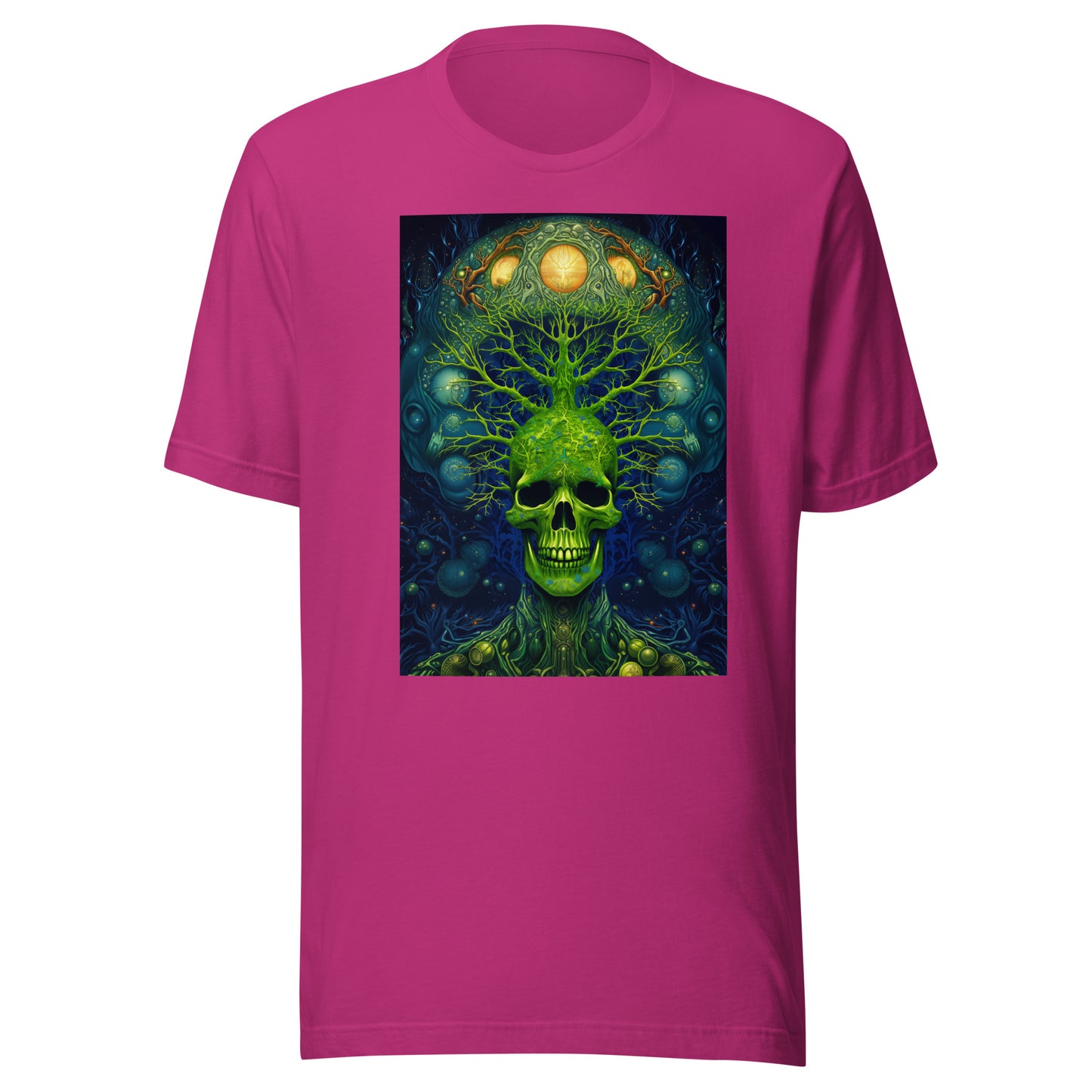 Green Alien SkelaTree Skull Fractal Unisex Tee