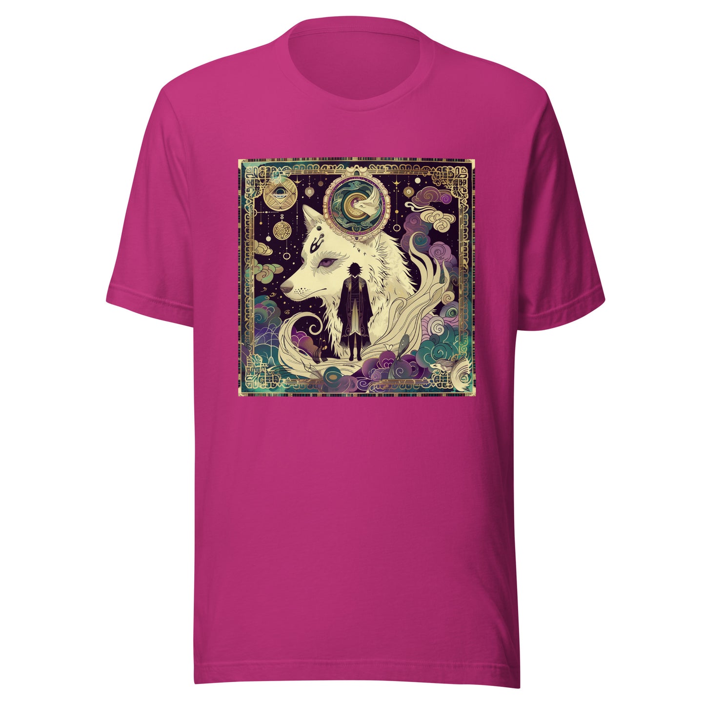 Purple Wolf Moon Bordered Man anime Swirl Unisex Tee