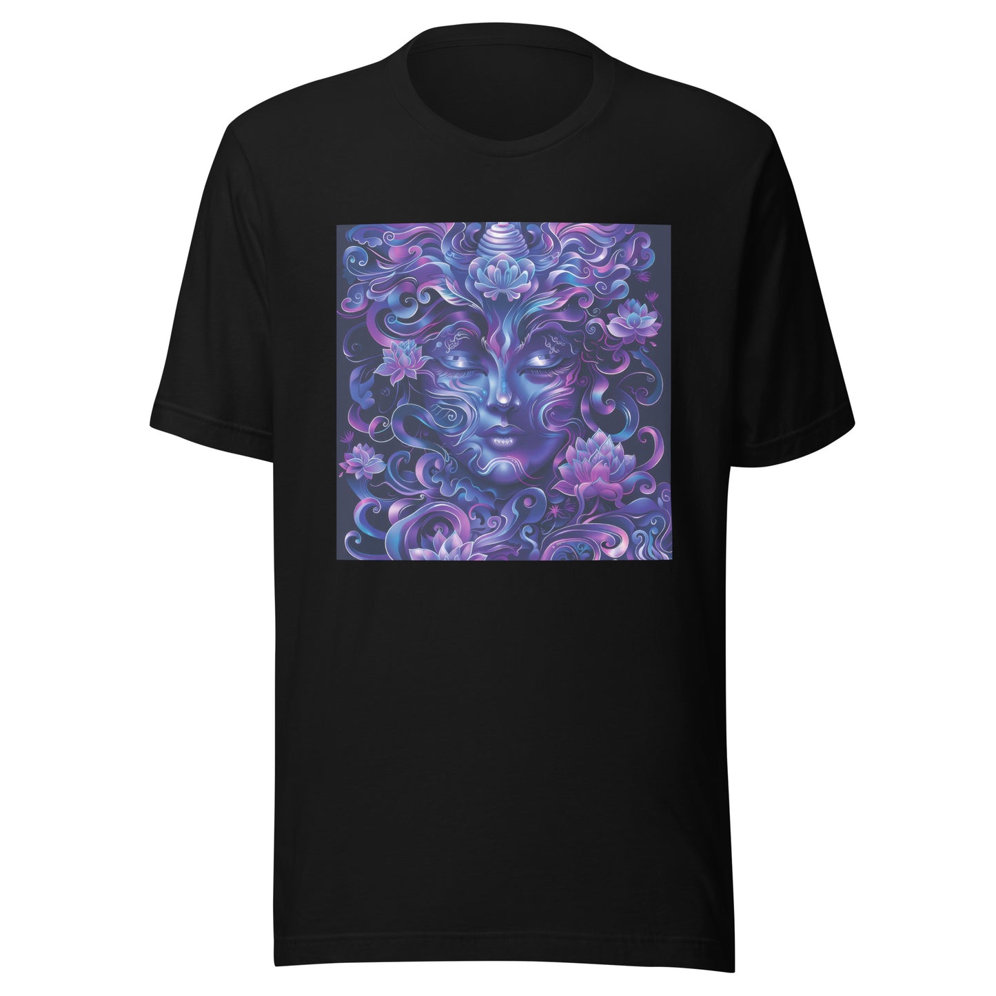 Purple Fractal Woods Wicca Face Fairy Shaman Woman Goddess Unisex Tee