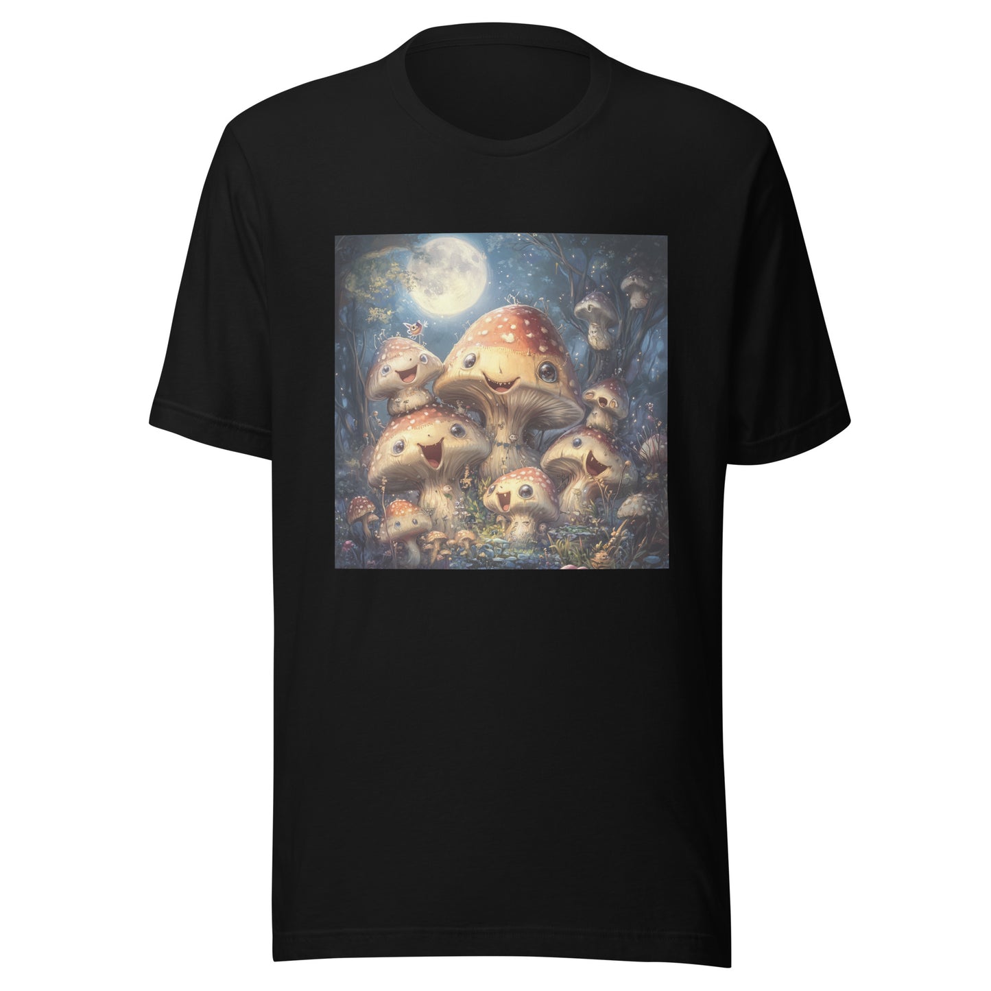 Glimmer Happy Shrooms In Enchanted Forest Moon Unisex Tee