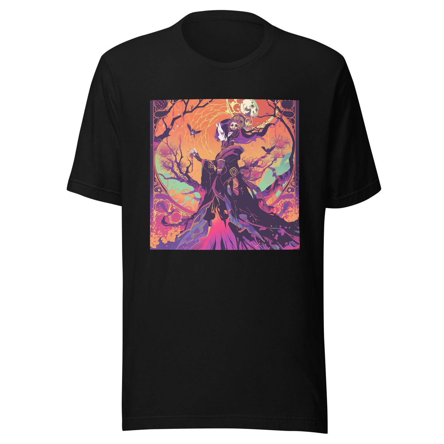 Orange Avant Garde Skull Anime Witch Unisex Tee