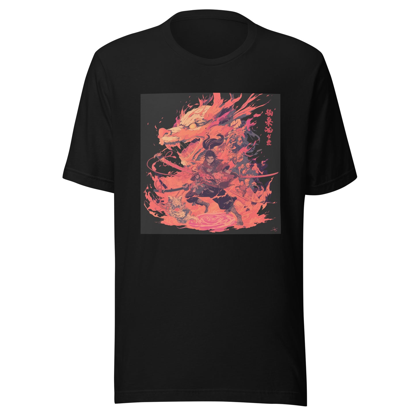 Red Screen Sword Dragon Yokai Samurai Water floor Unisex Tee