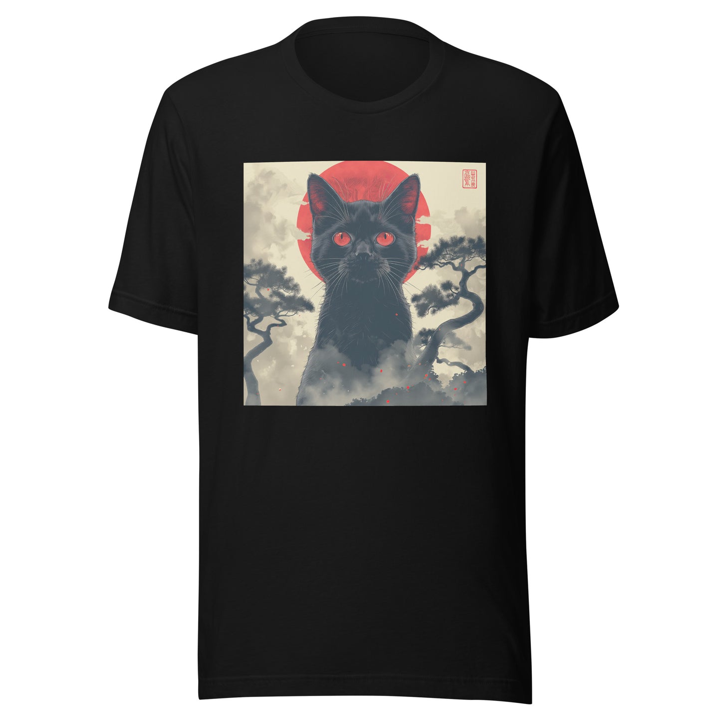 Cat Sepia Red Moon Unisex Tee