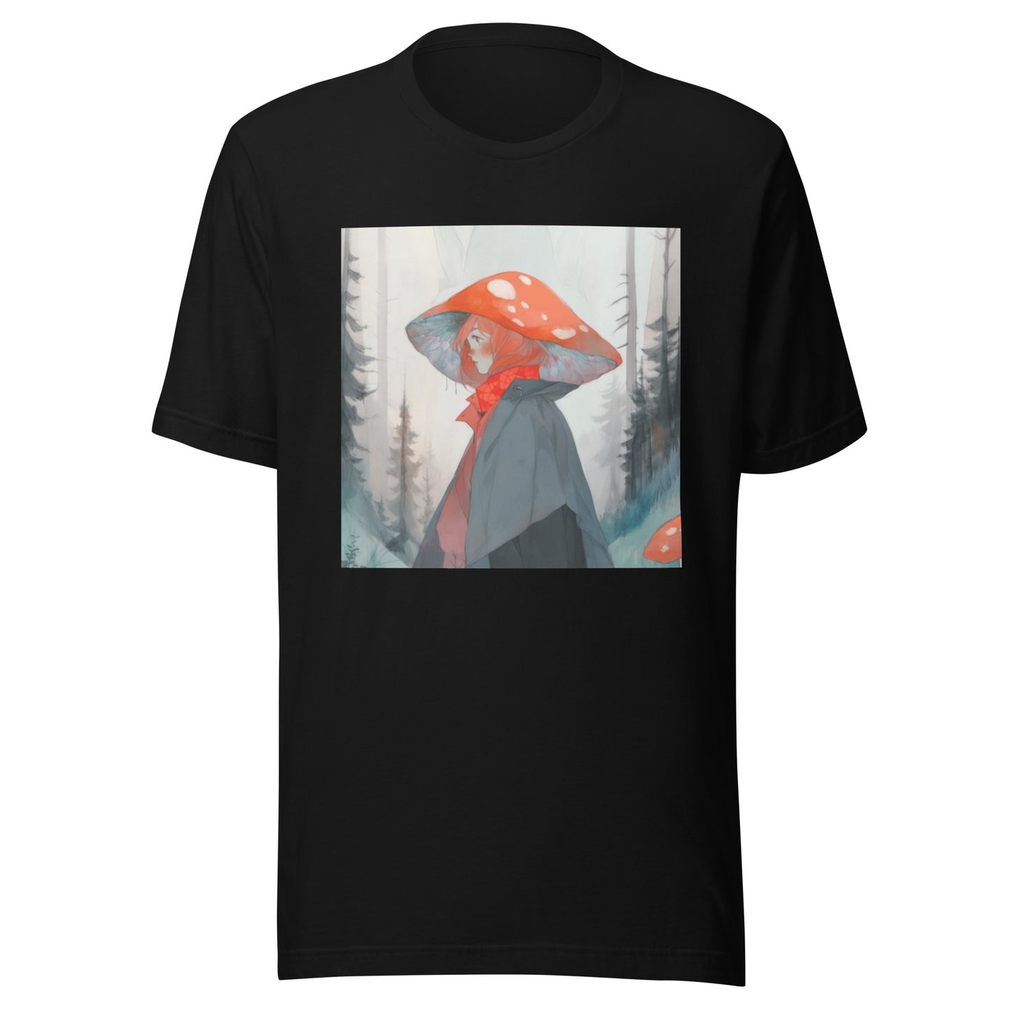 Shroom Misty Sky Trenchcoat Hat Lady Unisex Tee