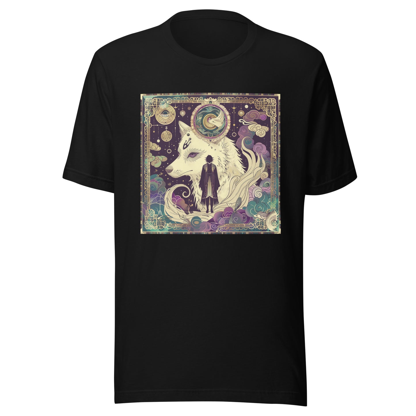 Purple Wolf Moon Bordered Man anime Swirl Unisex Tee