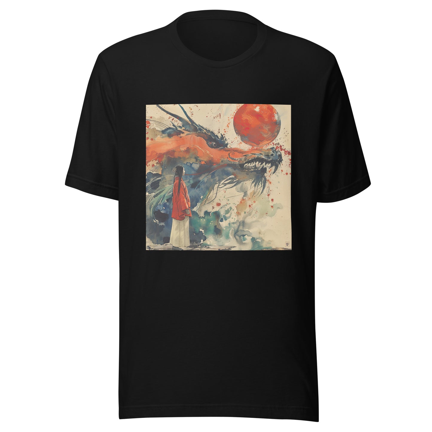 Watrercolor Kimono Dragon lady Splatter Sepia Anime Unisex Tee