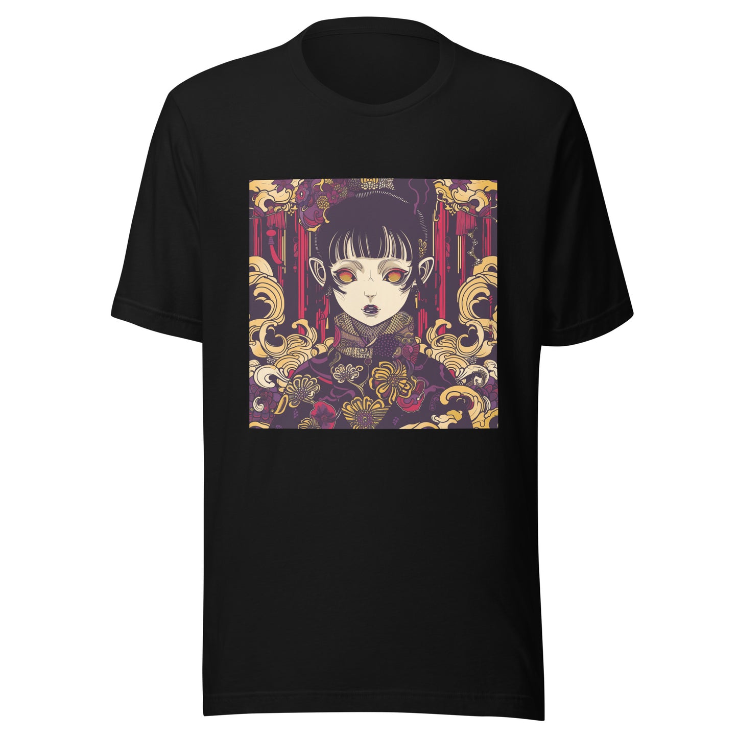 Brutalism Kimono Yokaish Purple Gold Red Unisex Tee