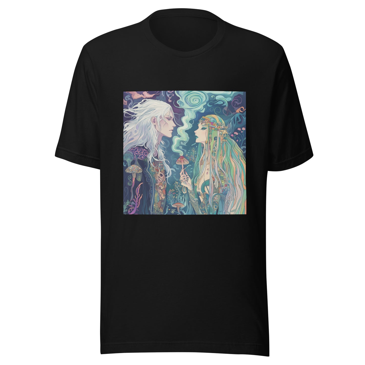 Atlantis Dimensional Goddess Meets Goblin Shaman King Aural Smoke Psychedelia Swirl Realm Unisex Tee Shirt