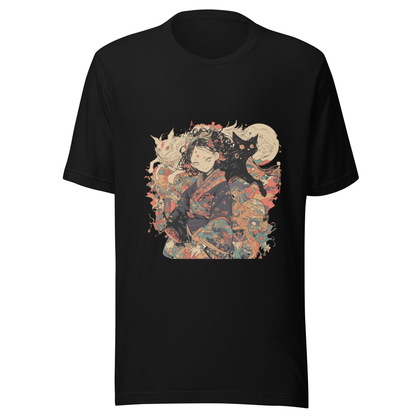 Sepia Scroll Cat Fox anime Yokai Girl Unisex Tee