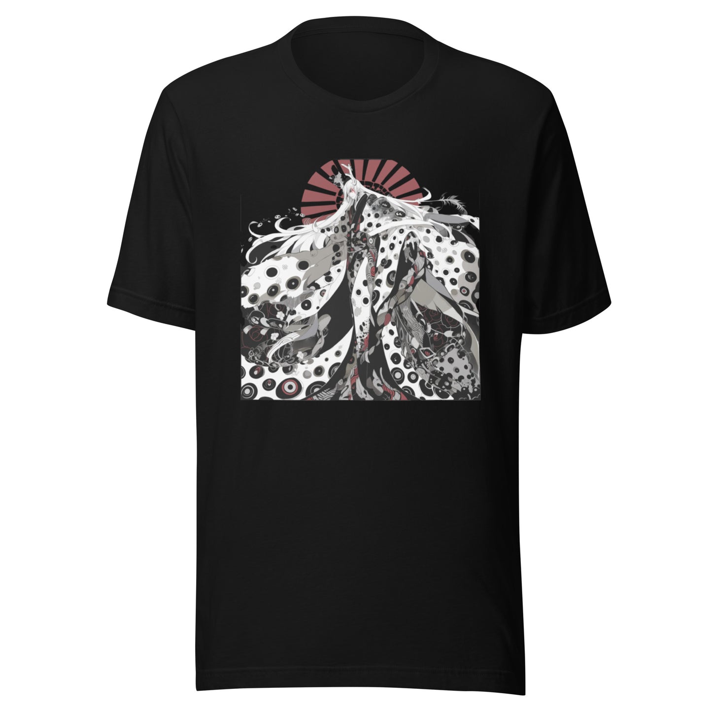 White Wolf Yokai Man Cloak Long Hair Unisex Tee