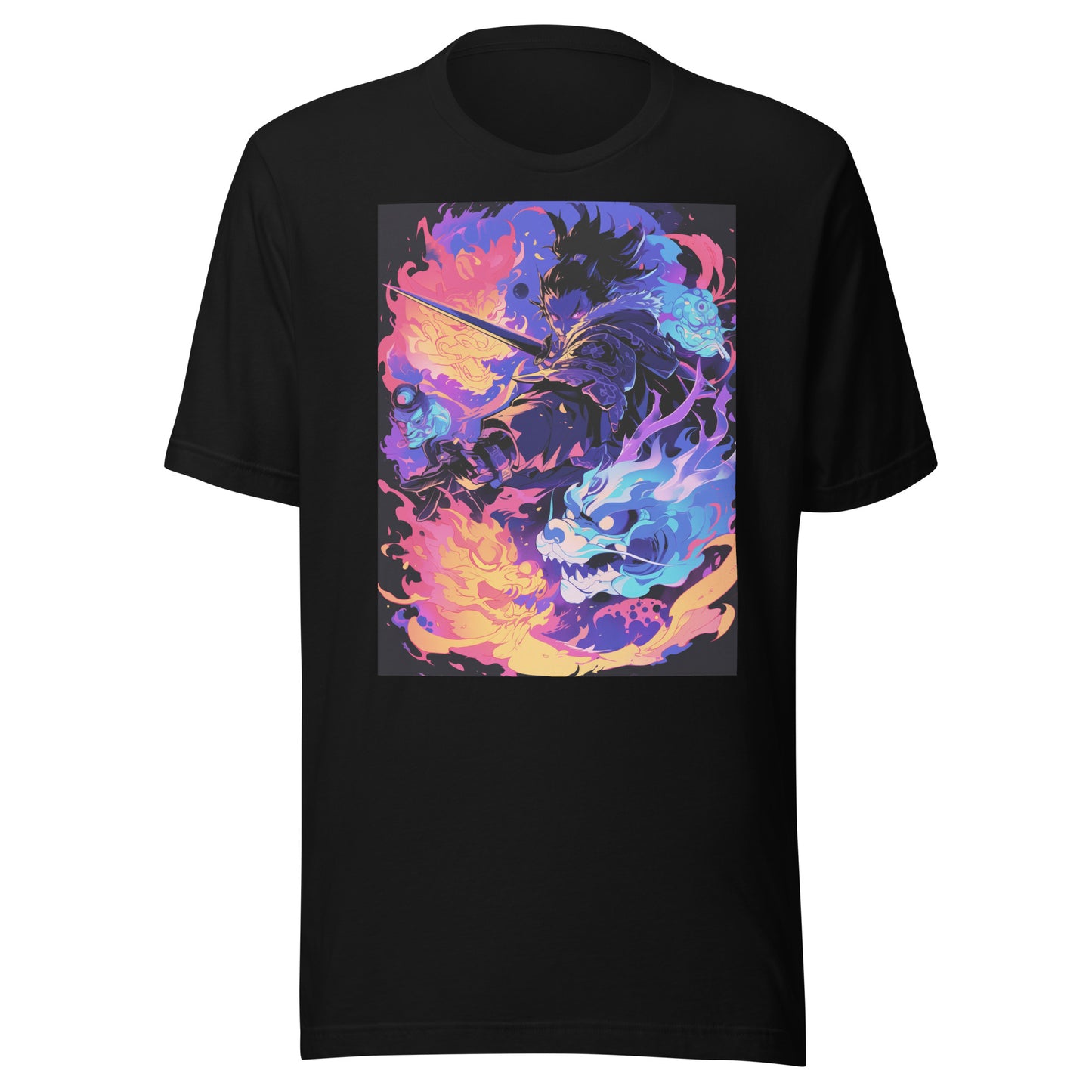 Yokai Element Genie Dragon Flame Sword Man Unisex Tee