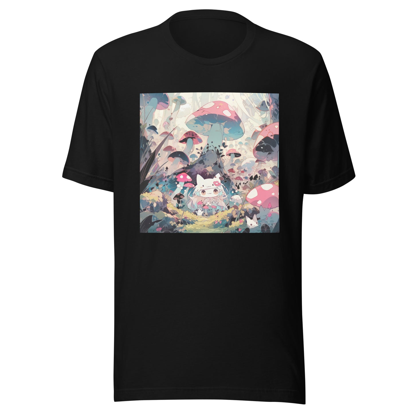 Chibi Happy Shroom Garden Anime Cat Girl Mooms Unisex Tee