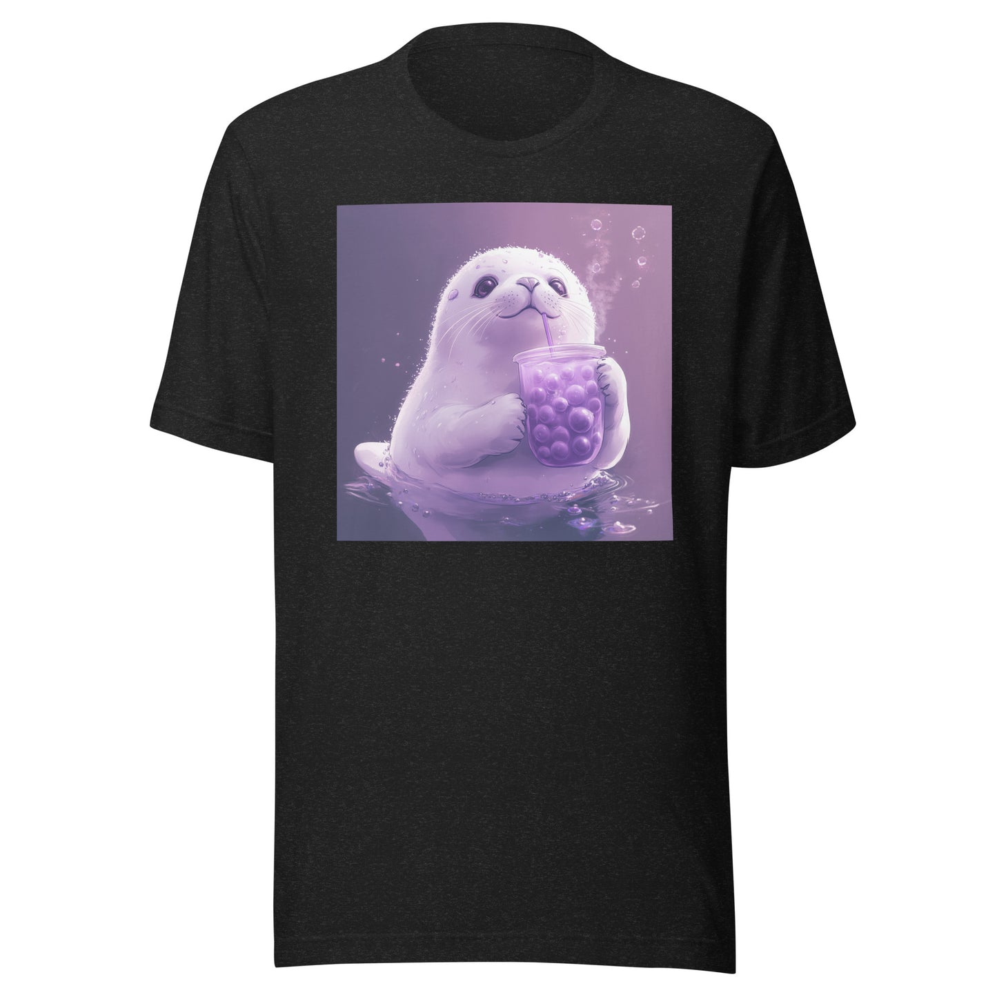 Purple Boba White Harp Seal Pup Bubble Tea Unisex Tee
